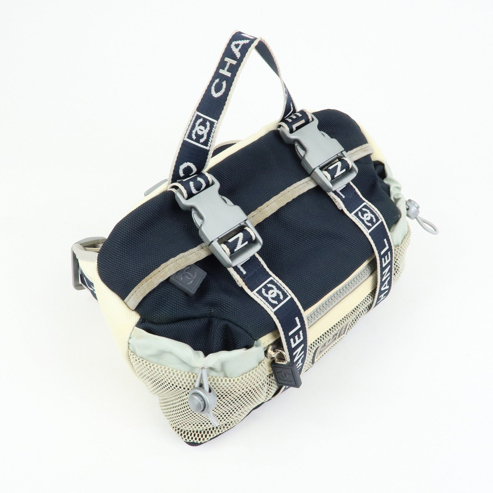 CHANEL Sportline Nylon 2Way Bag Hand Bag Navy Ivory A27892