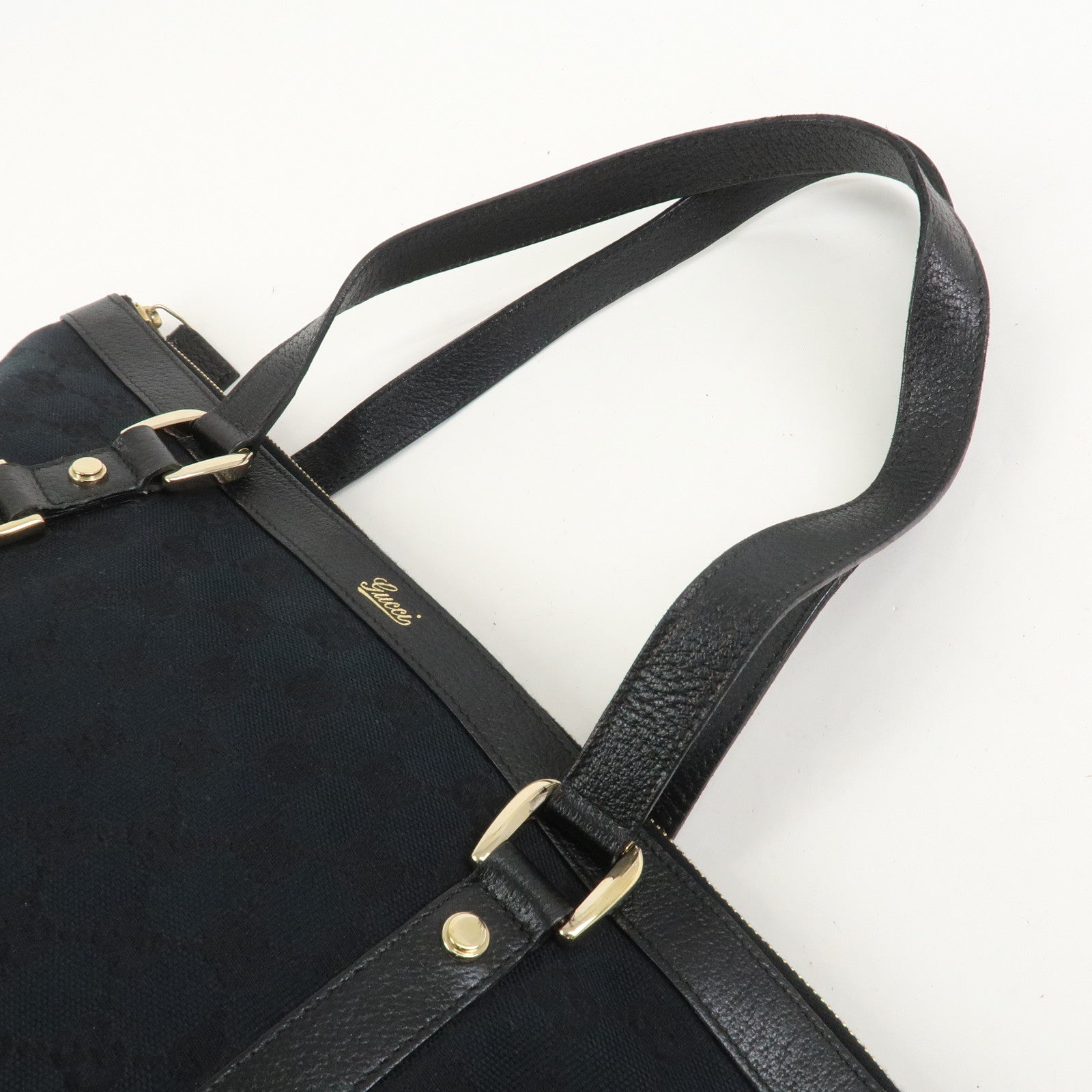 GUCCI Abbey GG Canvas Leather Tote Bag Shoulder Bag Black 141470