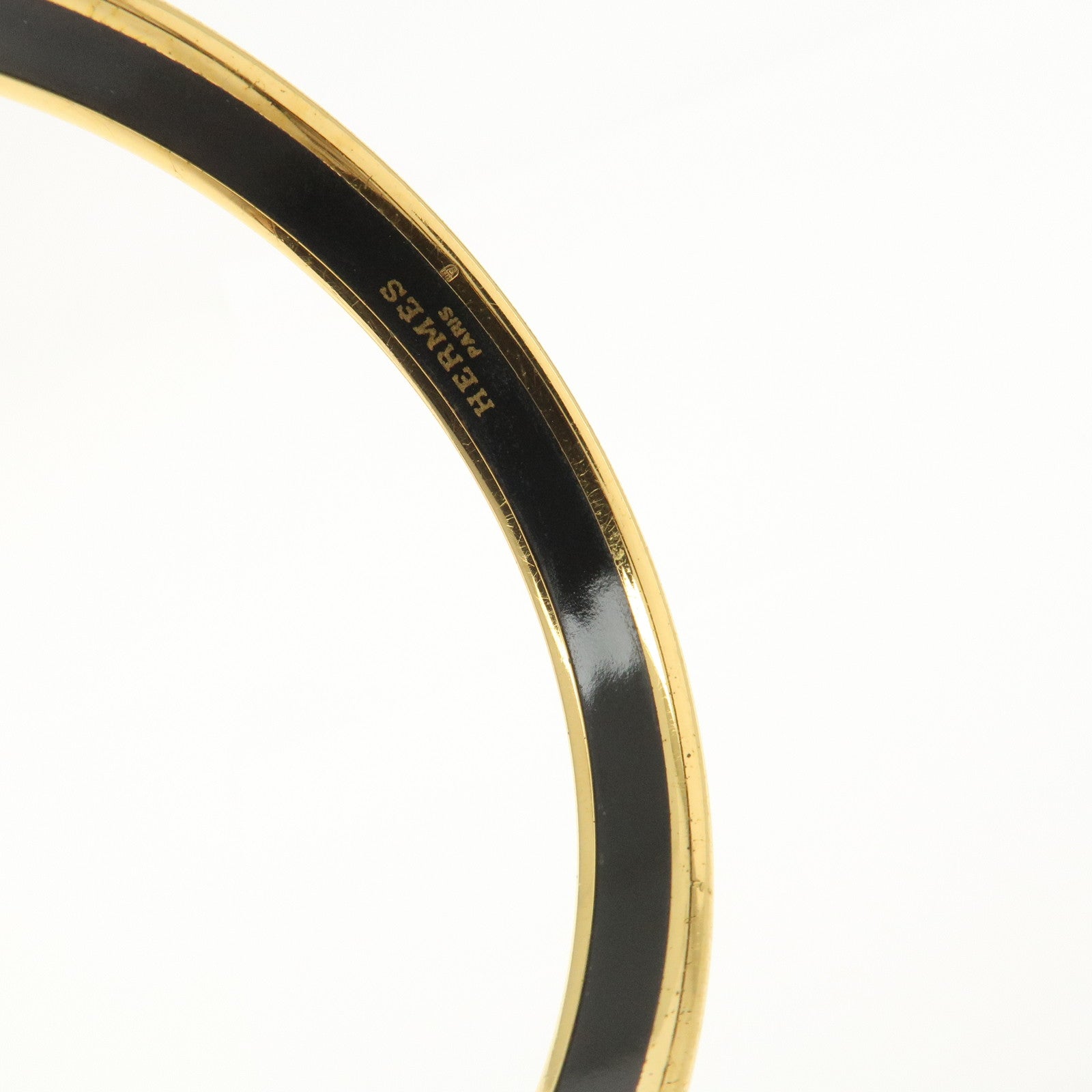 HERMES Email PM Gold Plated Bracelet Bangle Red