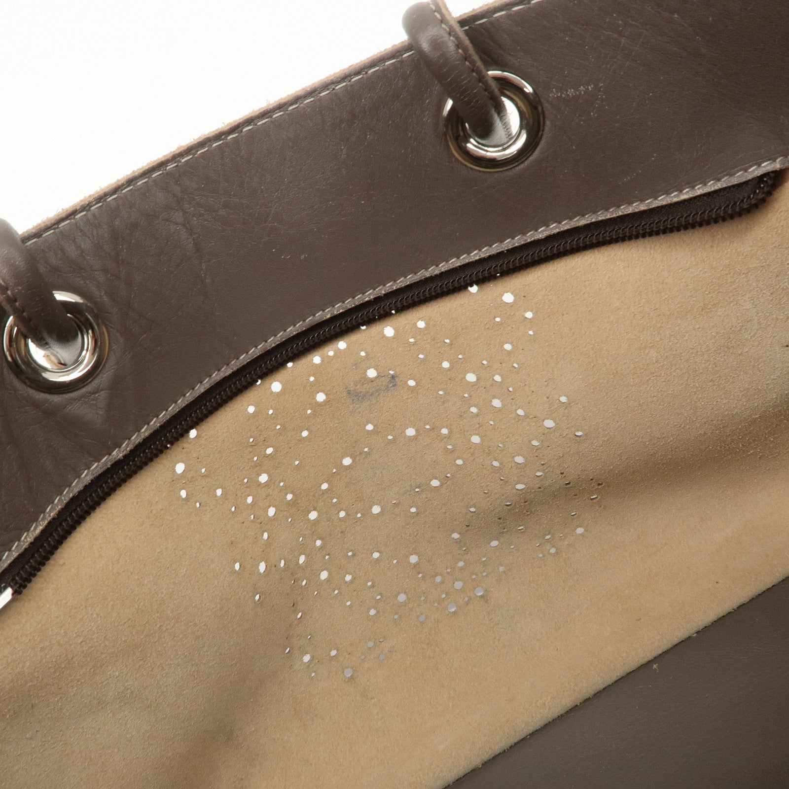 LOEWE Anagram Leather Shopper Tote Bag Shoulder Bag Brown Used