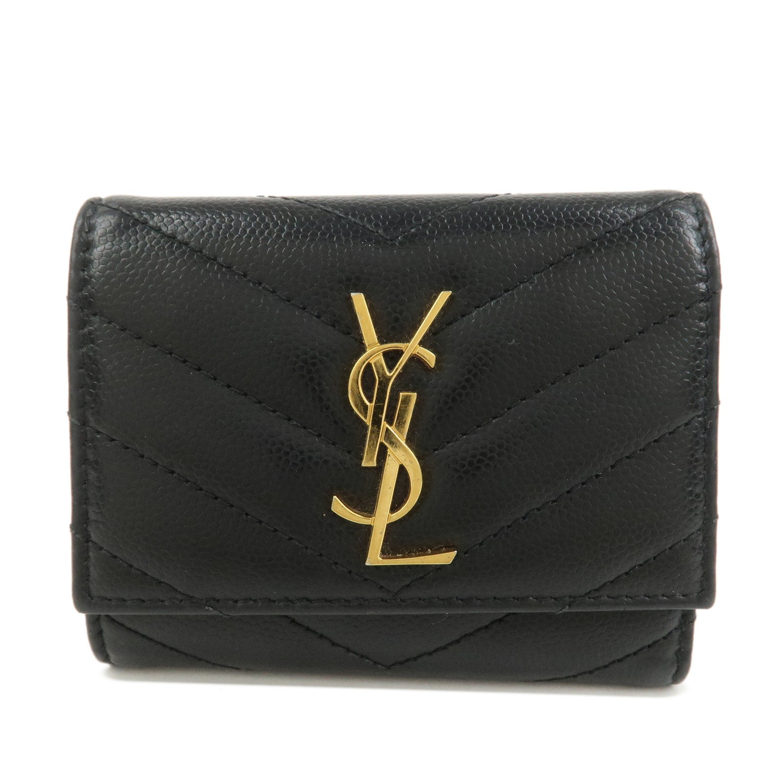 SAINT LAURENT PARIS Leather Key Case Key Holder Black 580656
