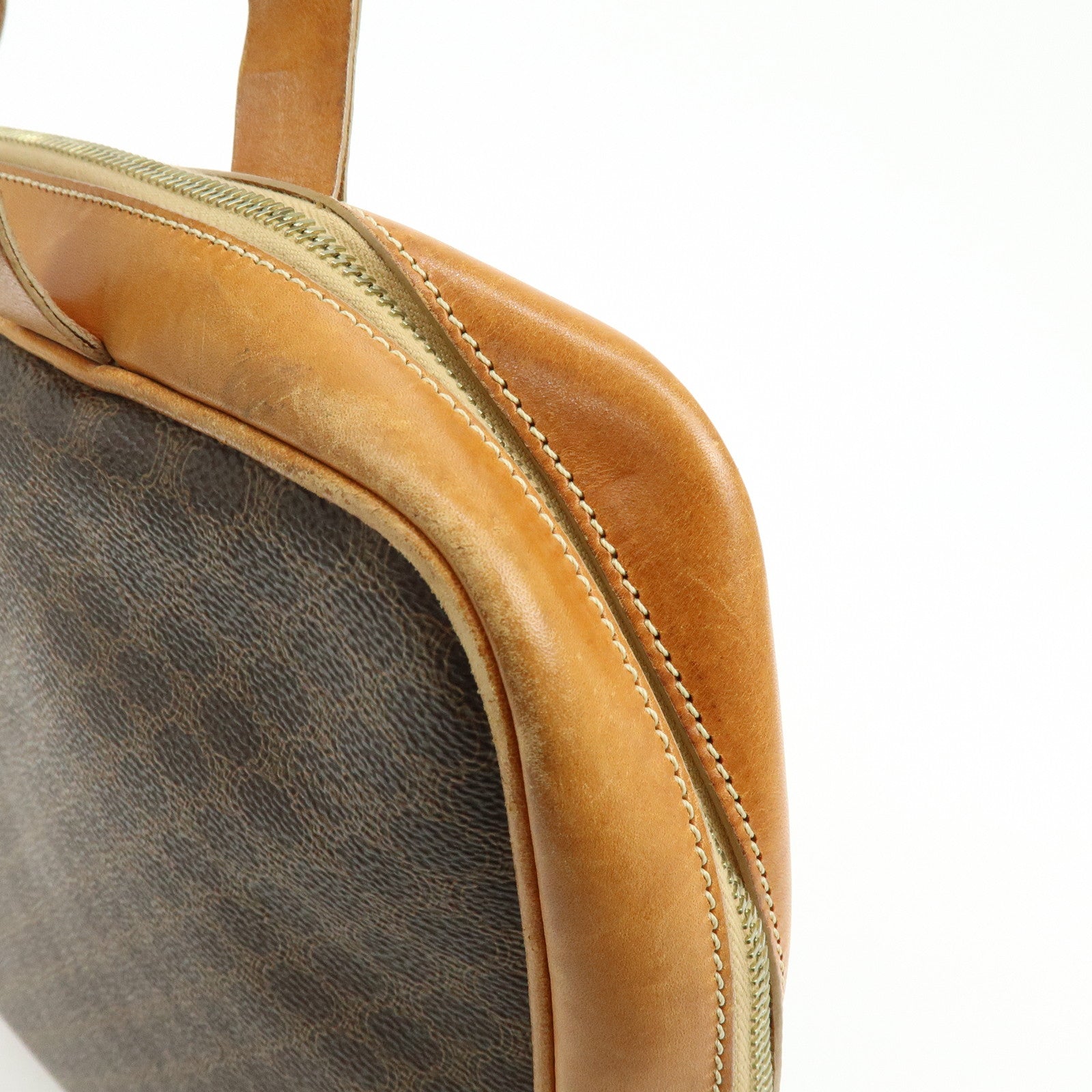 CELINE Macadam PVC Leather Hand Bag Tote Bag Brown