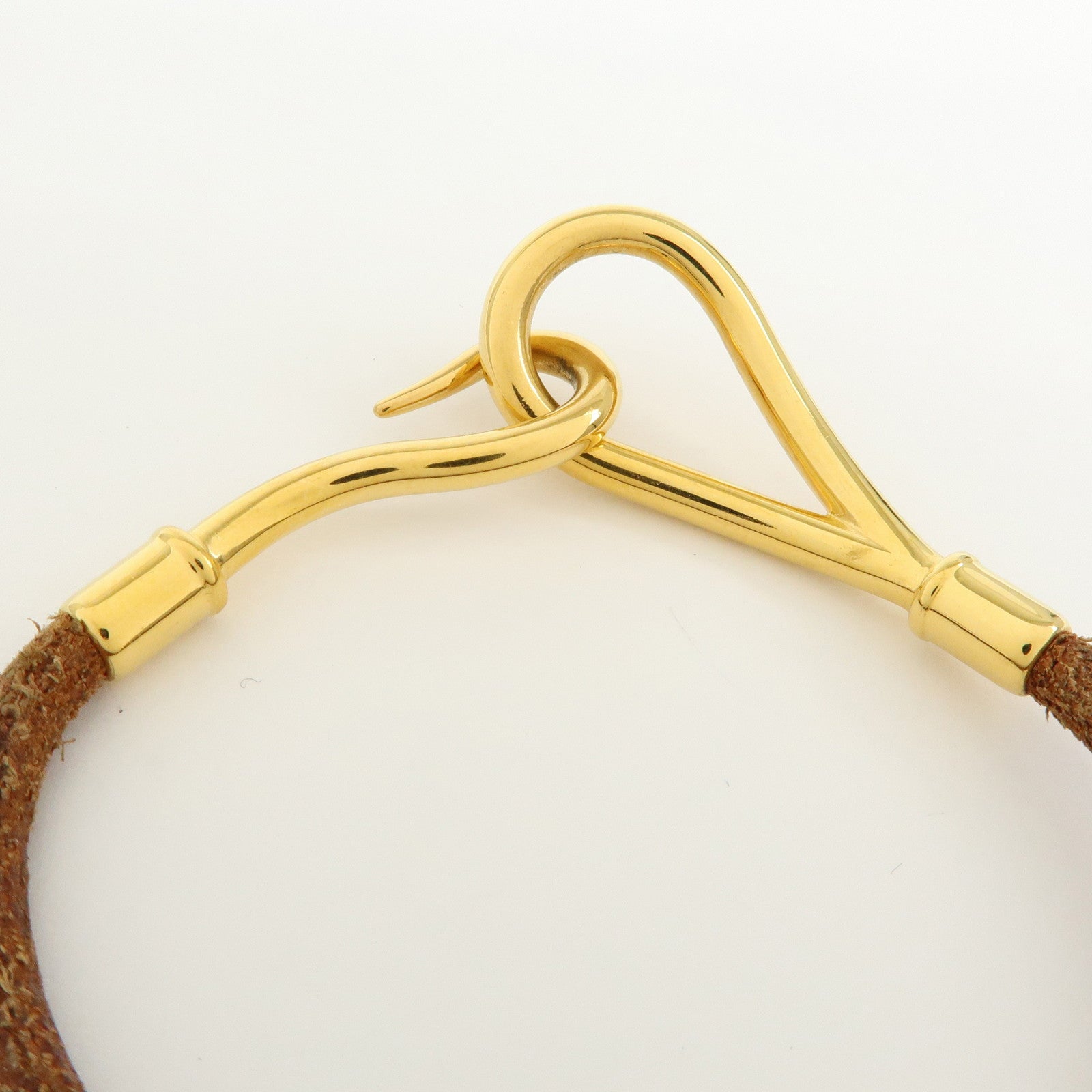 HERMES Leather Jumbo Choker Bracelet Brown