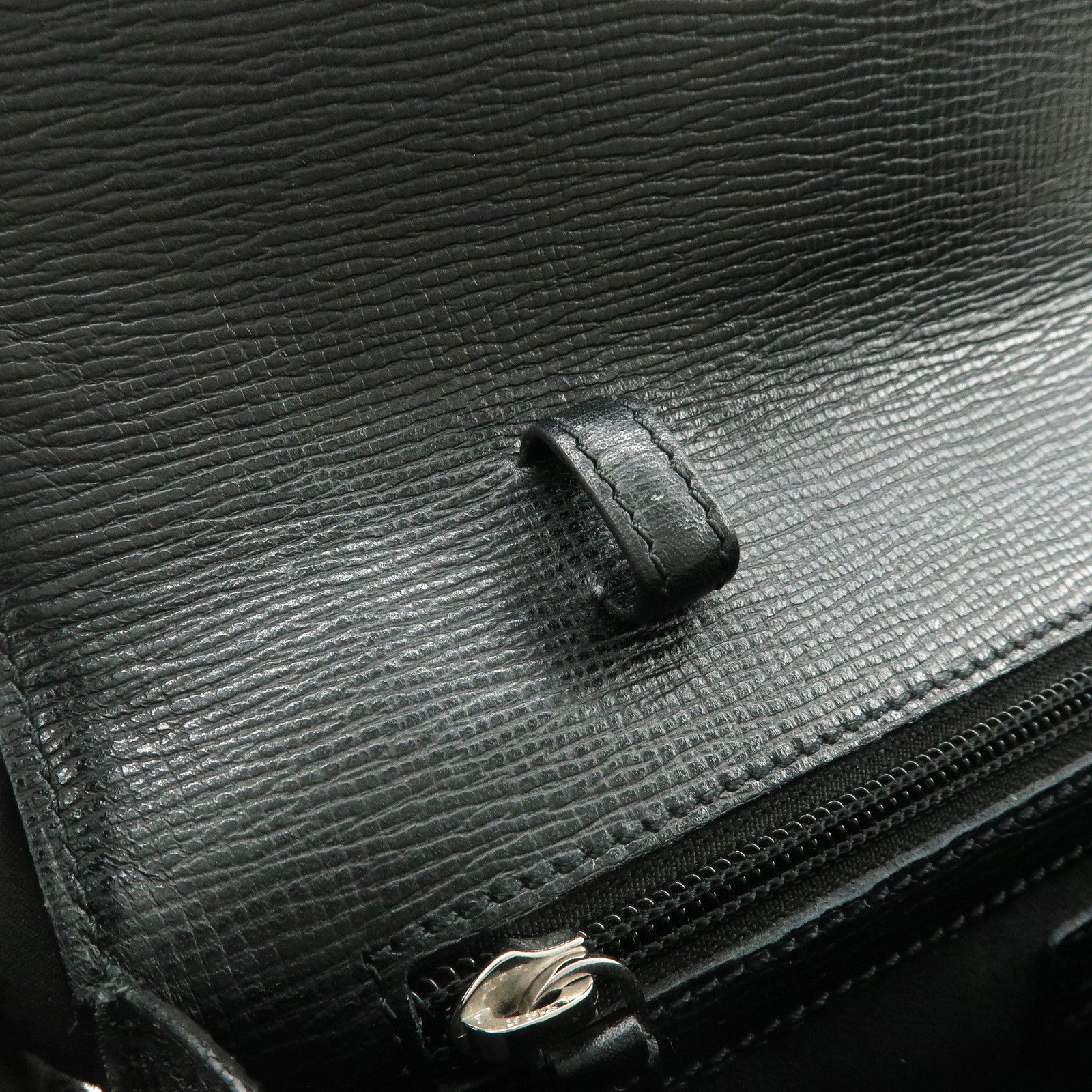 LOEWE Logo Leather Clutch Bag Black Silver Hardware