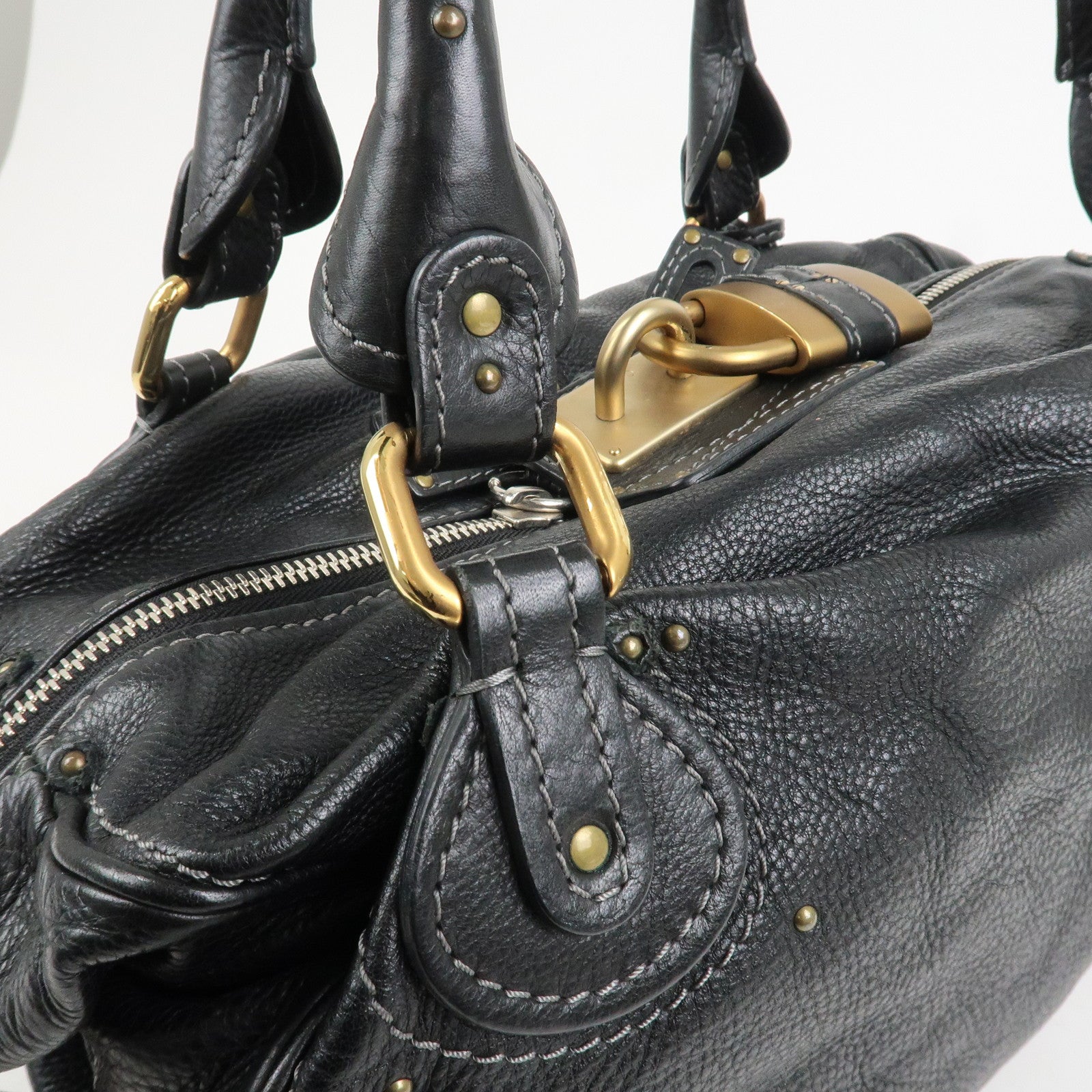 Chloe Paddington Leather Hand Bag Shoulder Bag Black