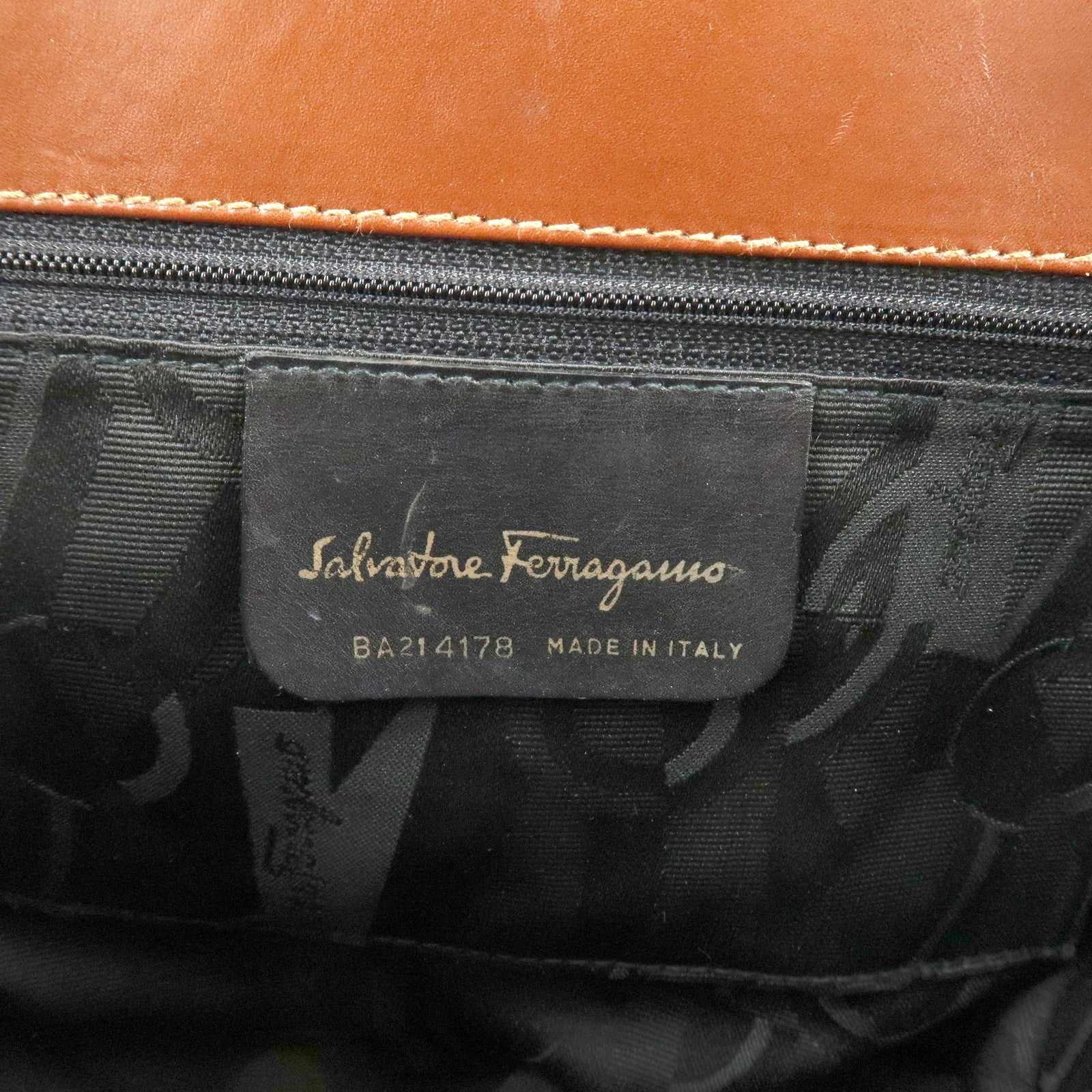 Ferragamo Vara Leather Hand Bag Shoulder Bag Brown Used