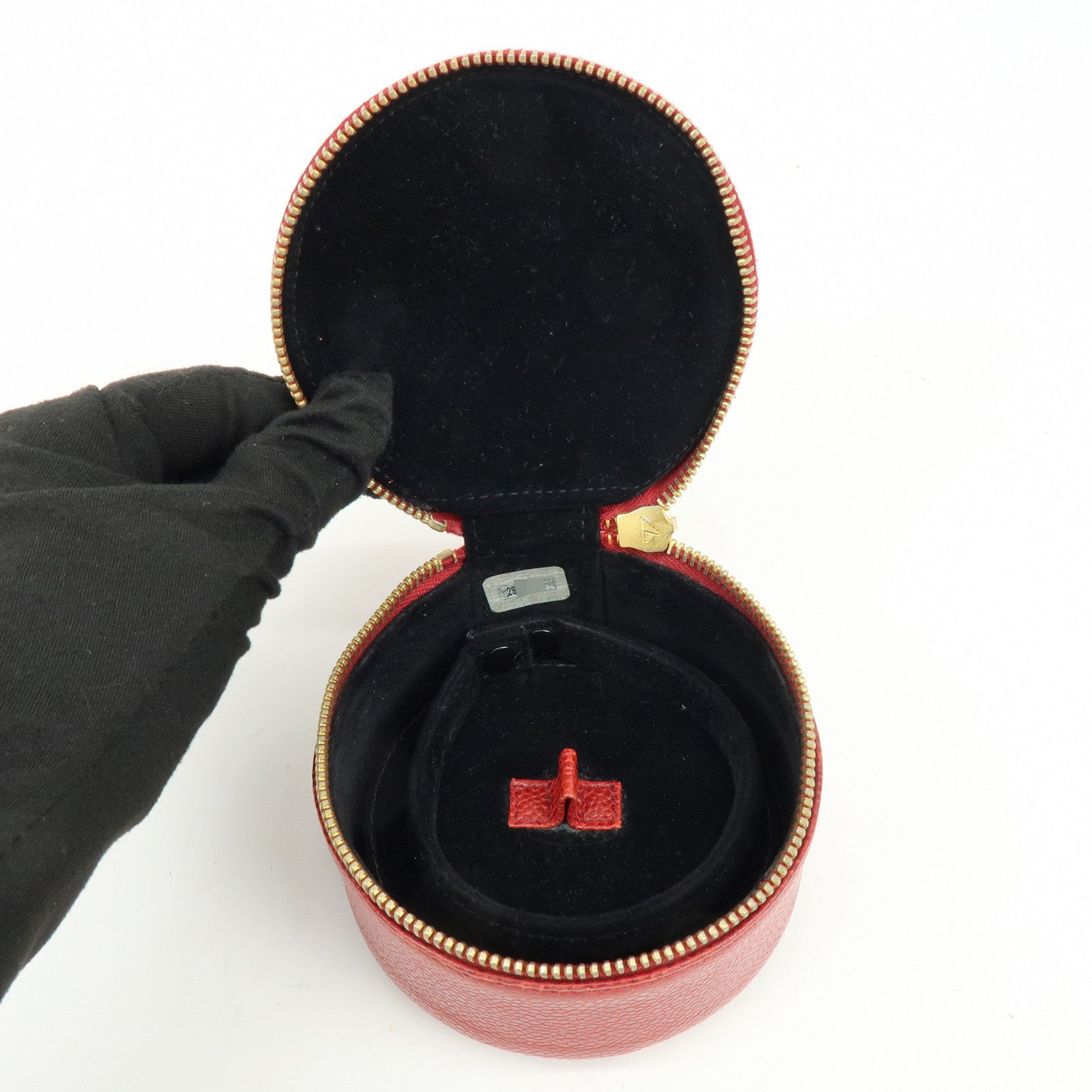 CHANEL COCO Mark Caviarskin Cosmetic Pouch Jewelry Case Red