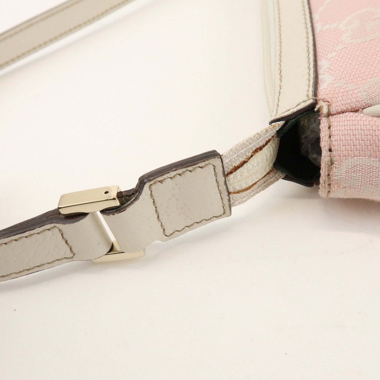 GUCCI Abbey GG Canvas Leather Accessory Pouch Hand Bag Pink 45750