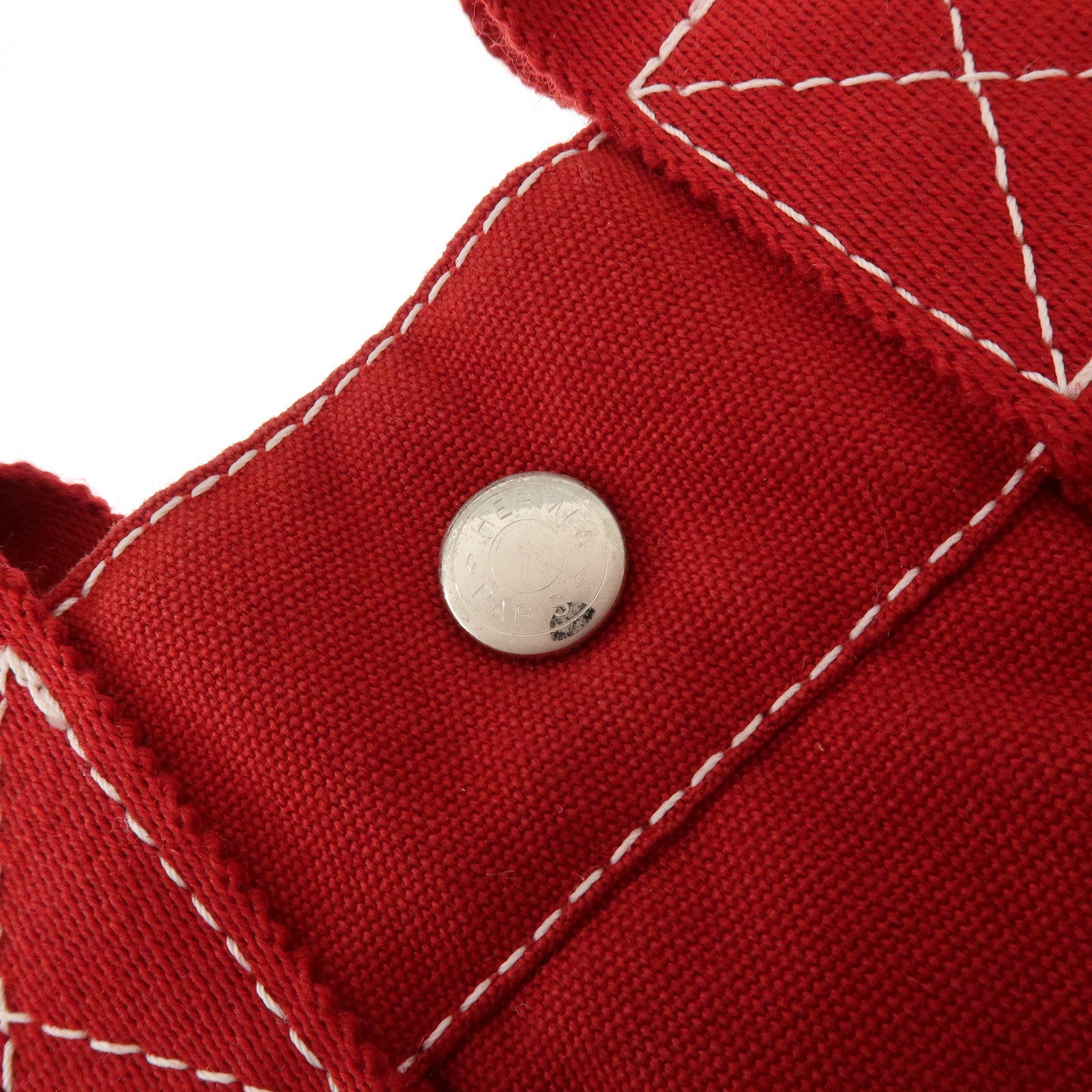 HERMES Deauville PM Canvas Hand Bag Tote Bag Red