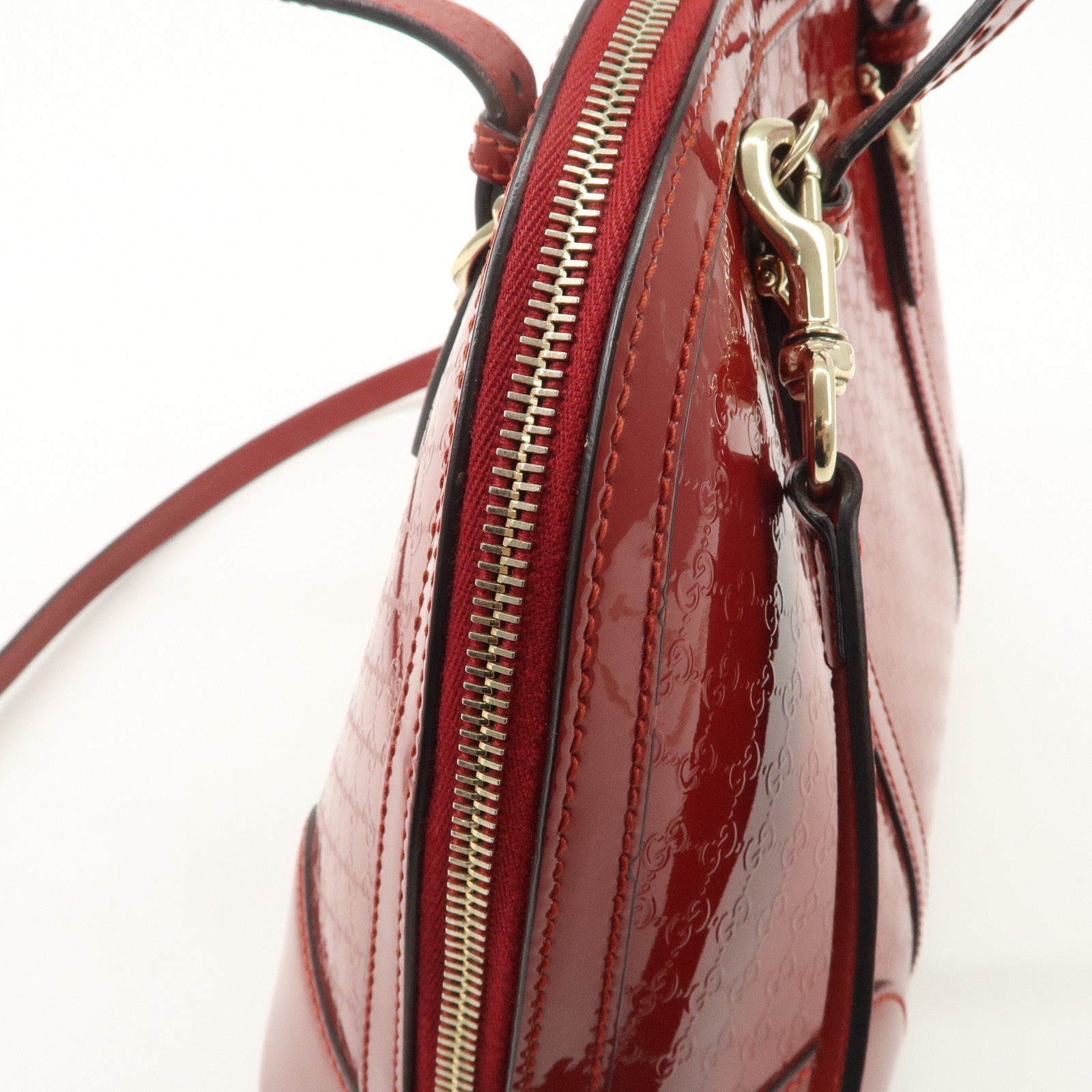 GUCCI Micro Guccissima Patent Leather 2way Hand Bag Red 309617 Used