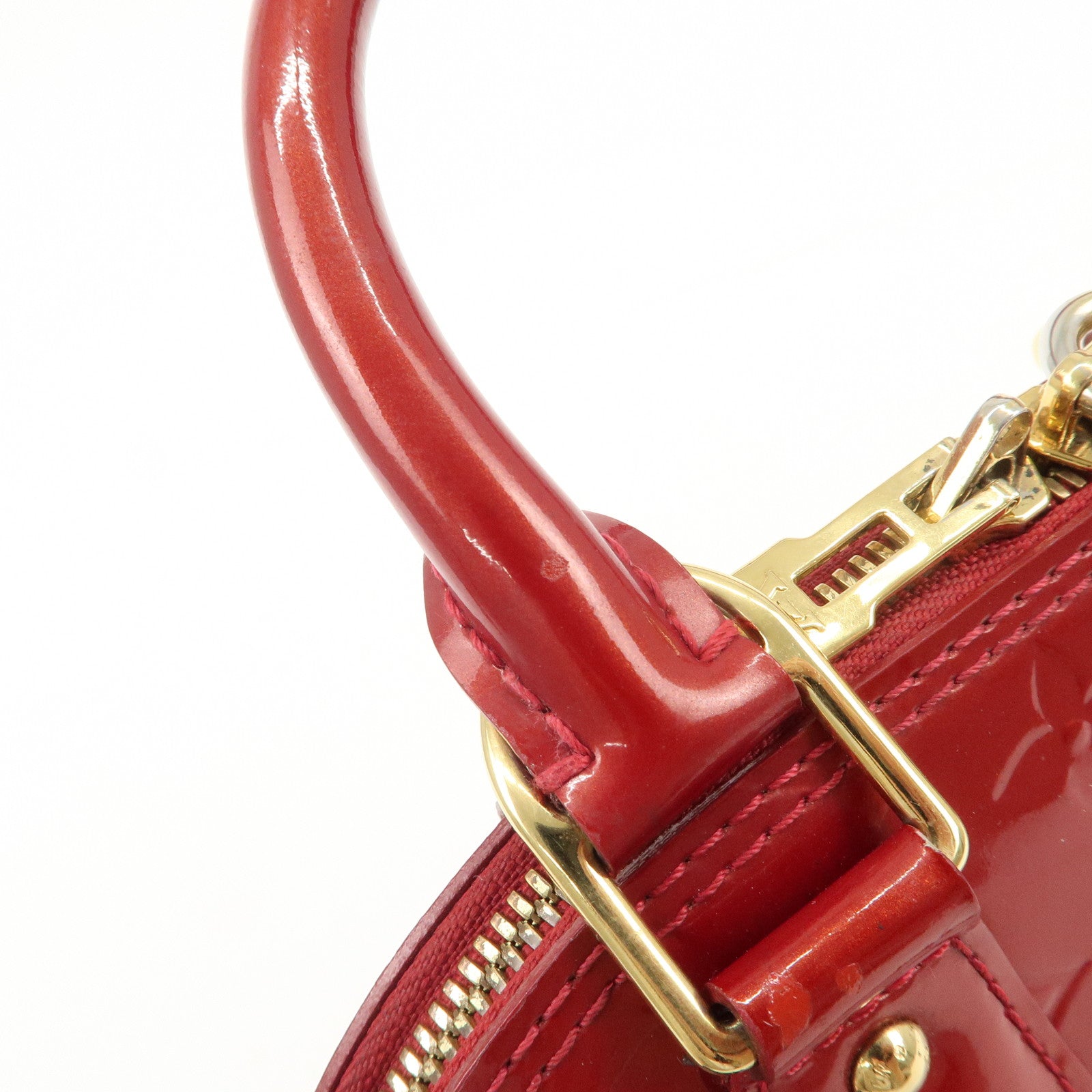 Louis Vuitton Monogram Vernis Alma BB 2Way Bag Red M91606 Used