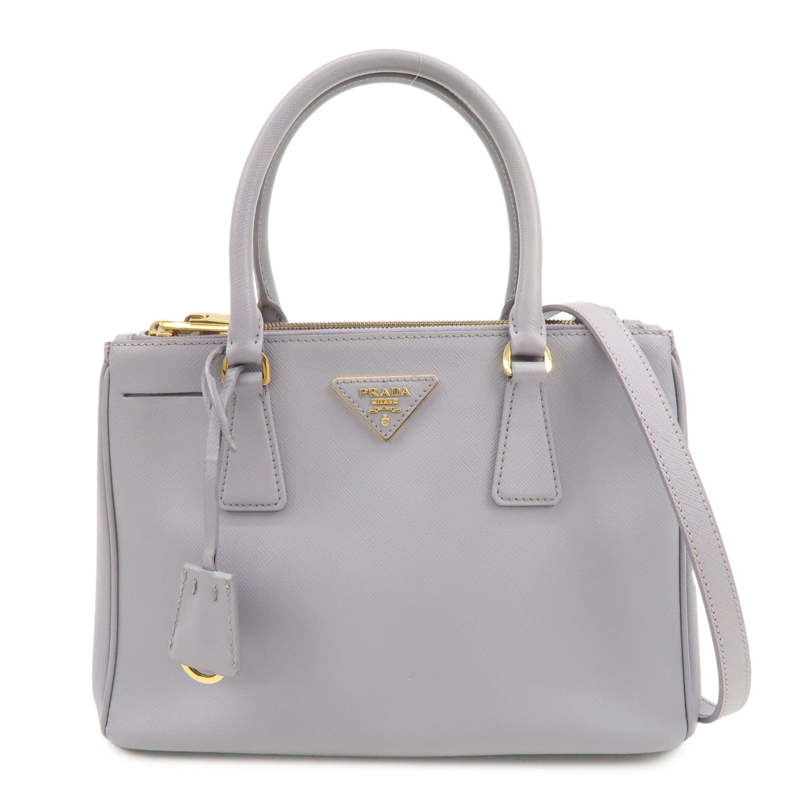 PRADA Traingle Logo Galleria 2Way Shoulder Hand Bag Lavender 1BA863