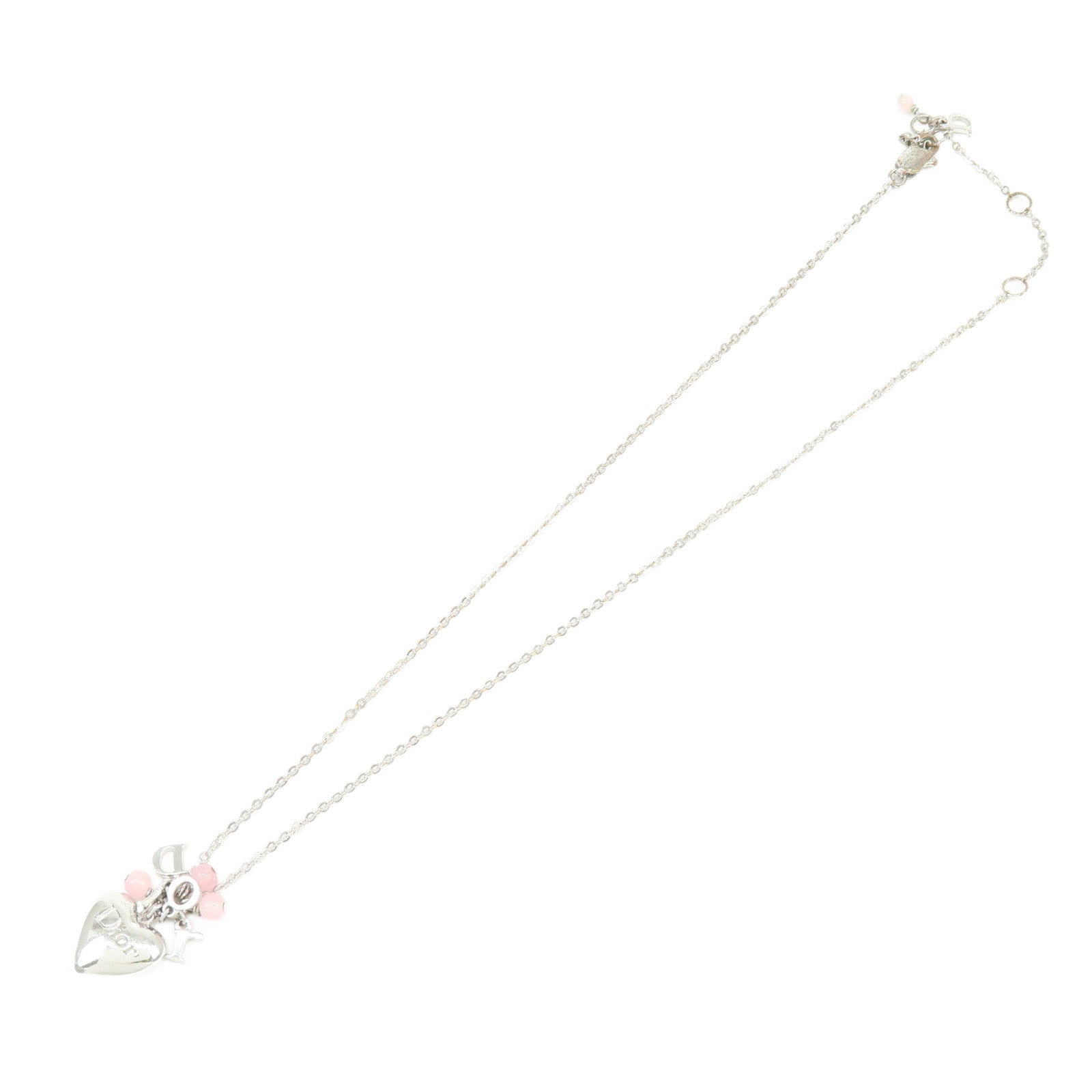 Christian Dior Logo Metal Necklace Heart Motif