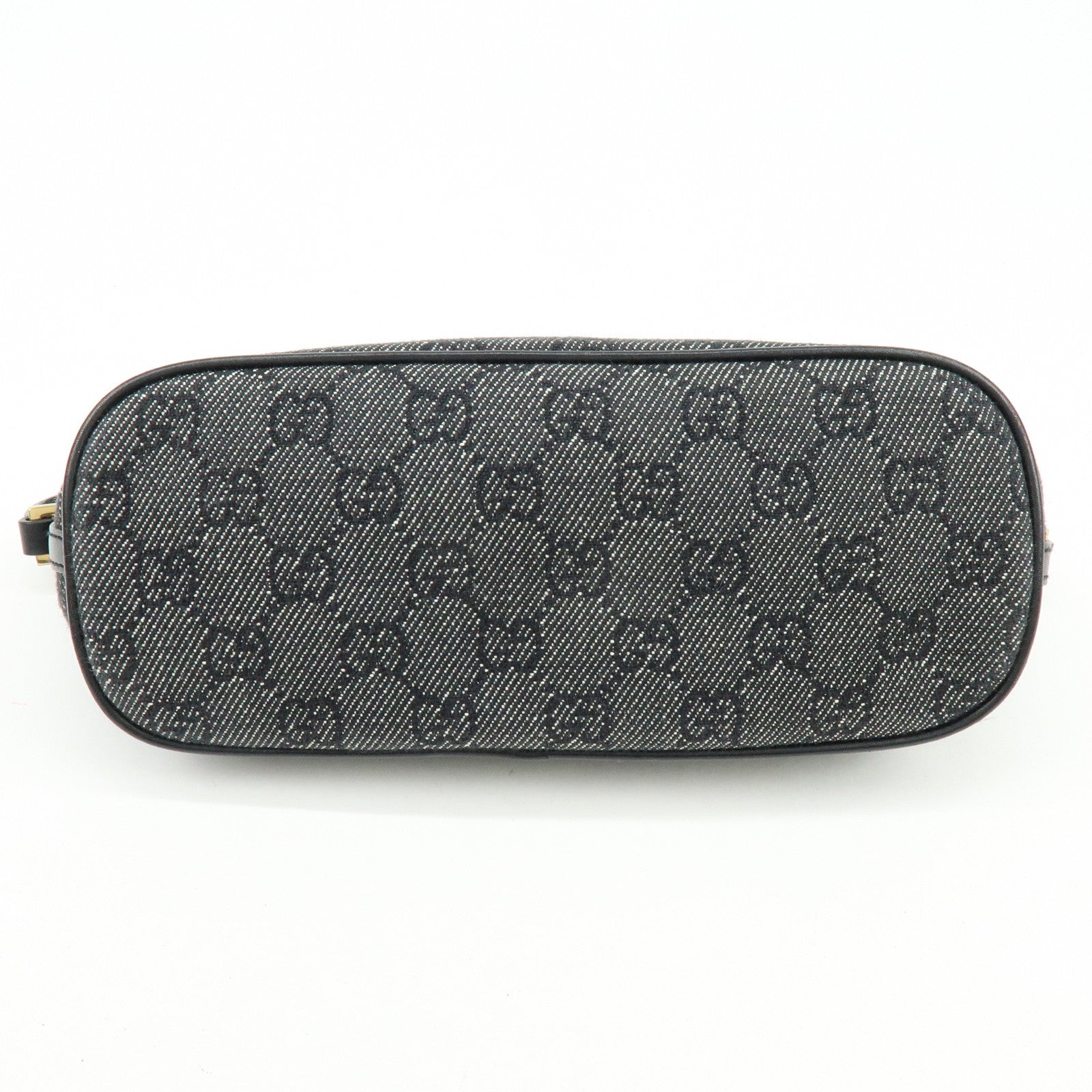 GUCCI Boat Bag GG Canvas Accessory Pouch Hand Bag Black 07198
