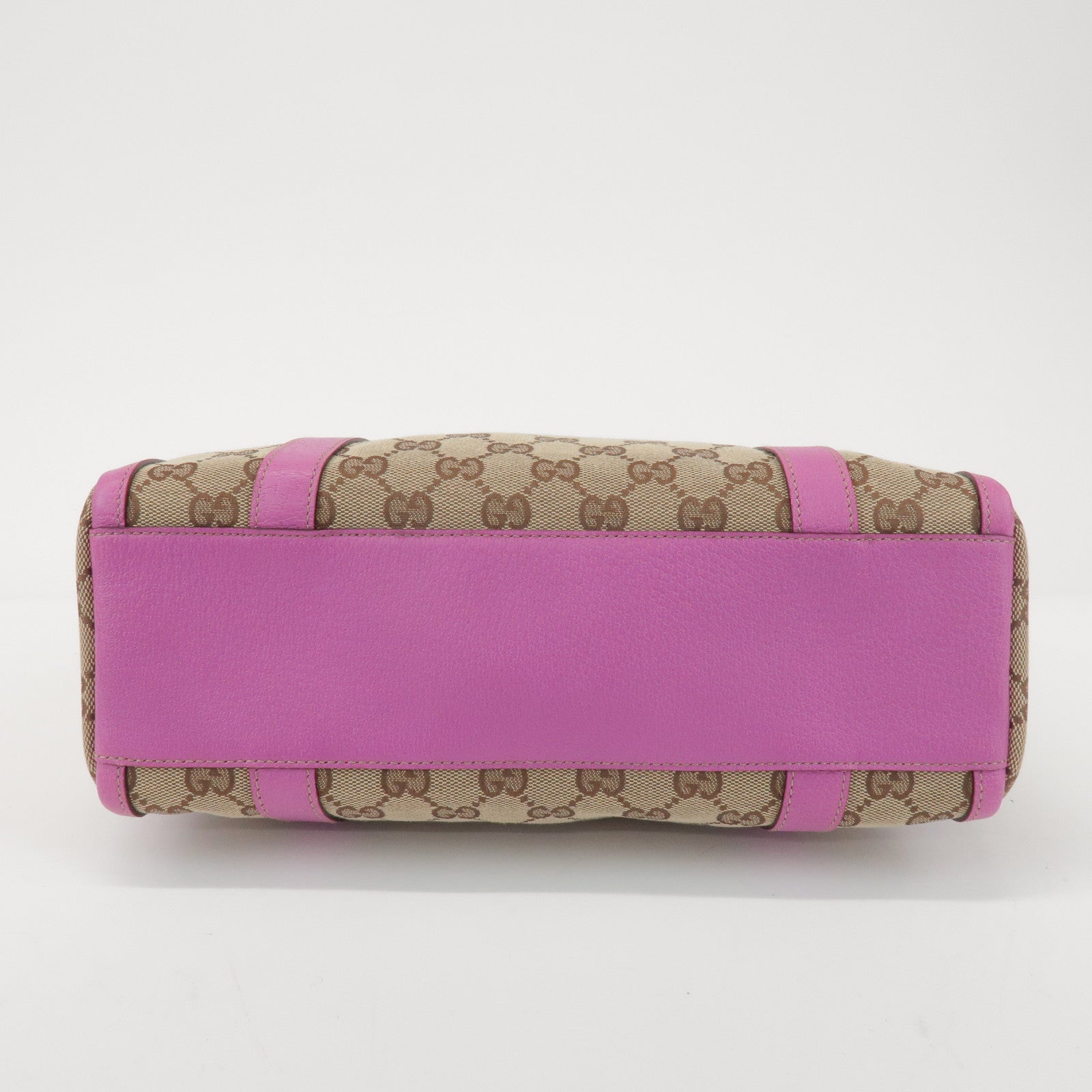 GUCCI Abbey GG Canvas Leather Mini Boston Bag Beige Fuchsia 130942