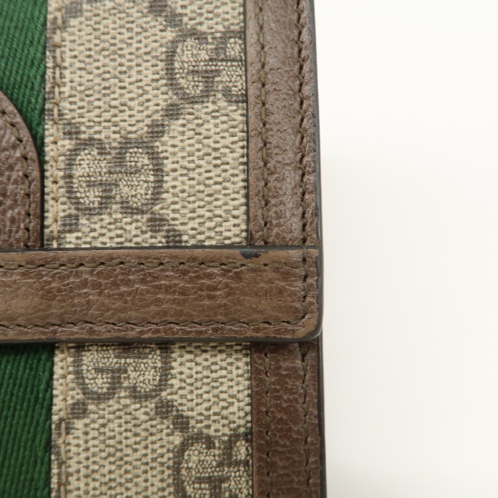 GUCCI Ophidia Sherry GG Supreme Wallet Beige Brown 523173 Used