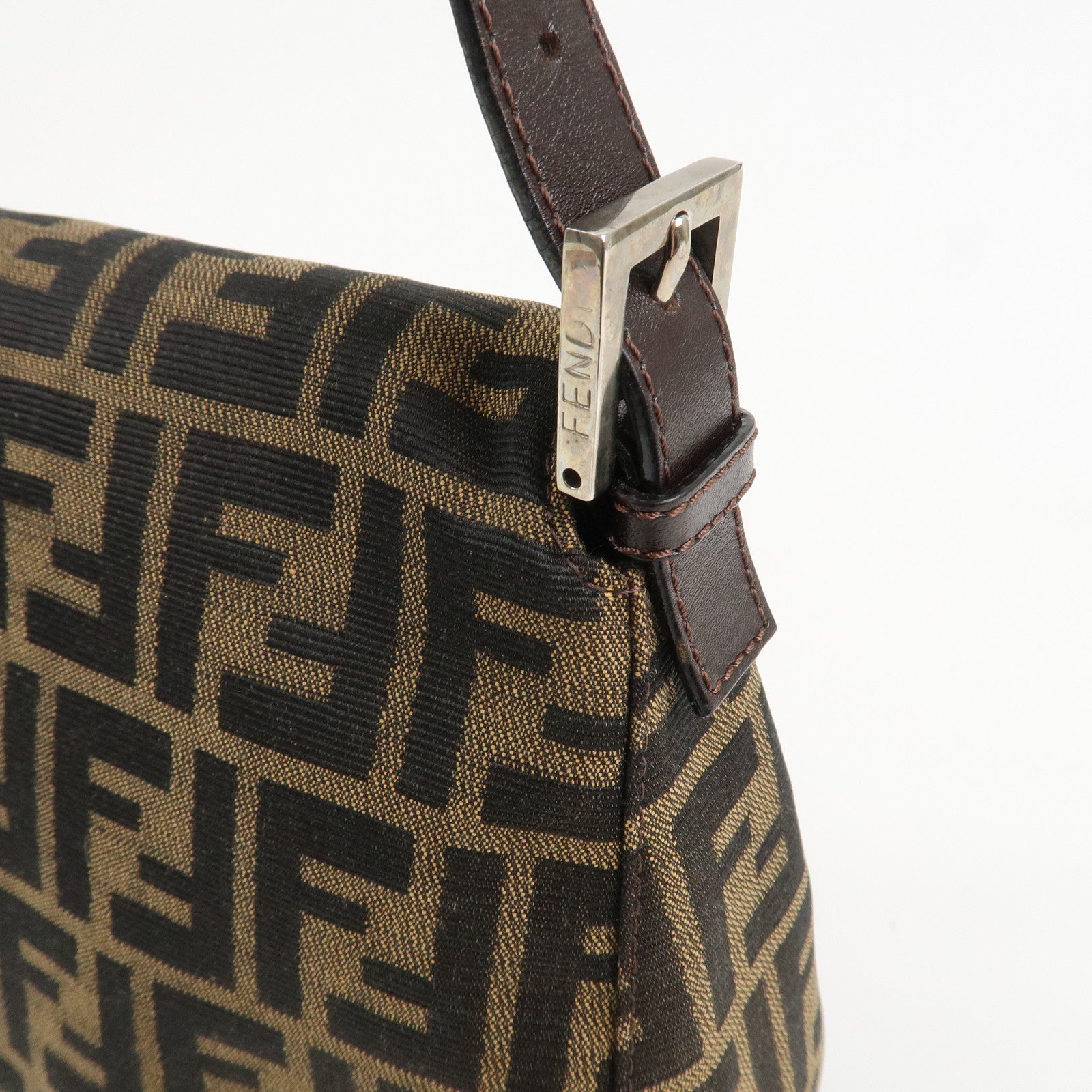 FENDI Mamma Zucca Baguette Canvas Leather Shoulder Bag  26325