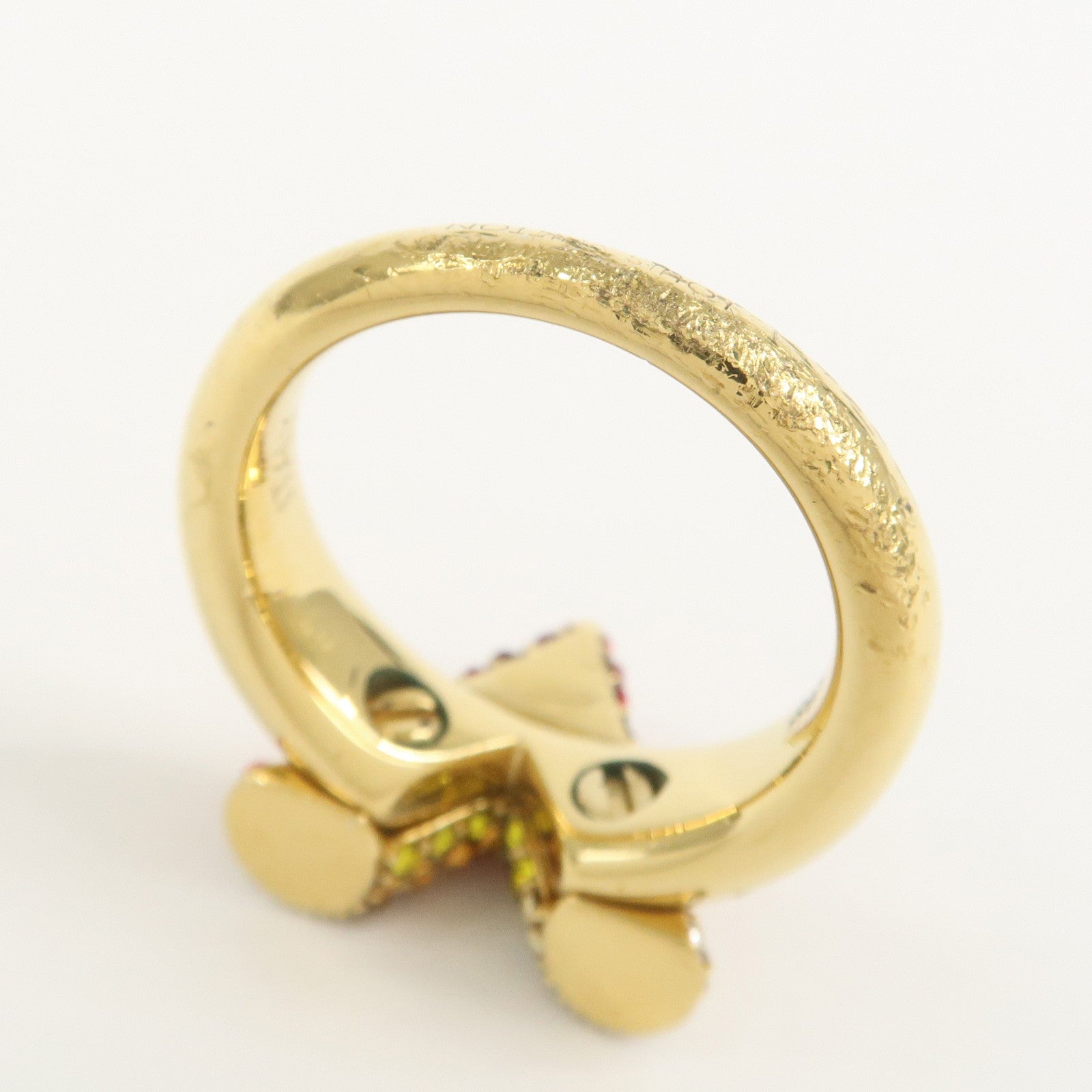 Louis Vuitton Essential V Ring Rhinestone Gold Red M62866