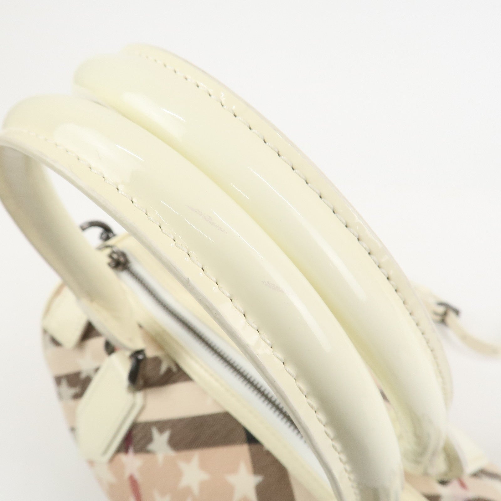 Burberry PVC Canvas Patent Leather 2Way Bag Hand Bag Beige Ivory