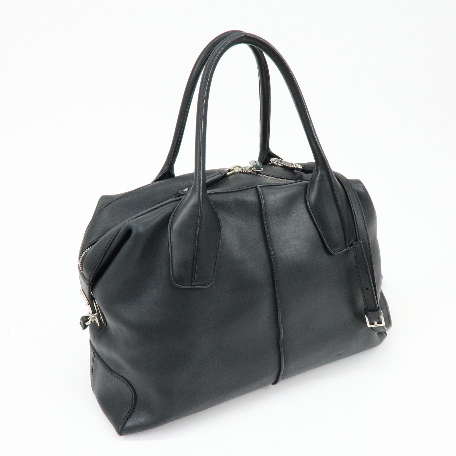 TOD'S D-Styling Leather 2Way Bag Bauletto Bag Shoulder Bag Black