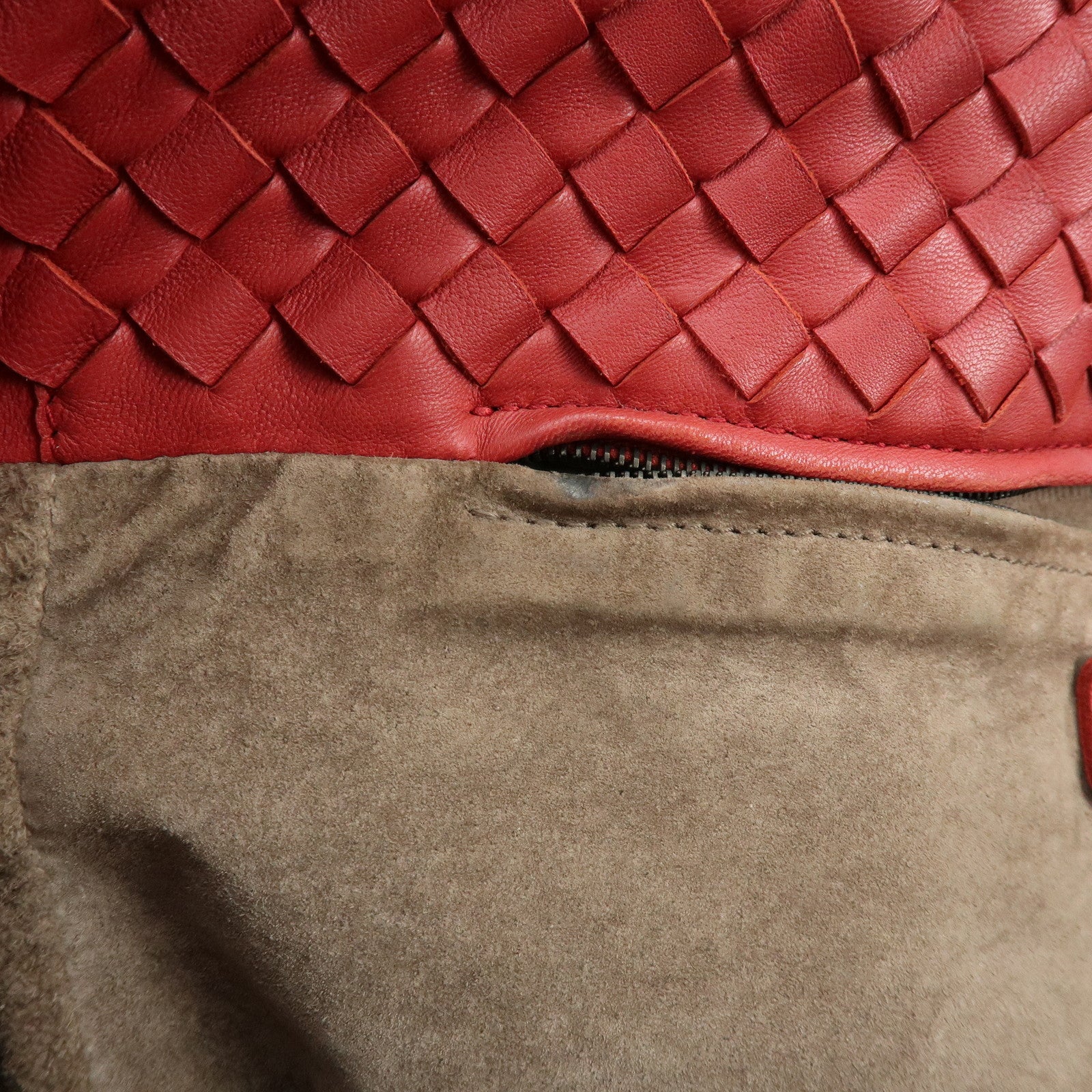 BOTTEGA VENETA Intrecciato Leather Tote Bag Shoulder Bag Red