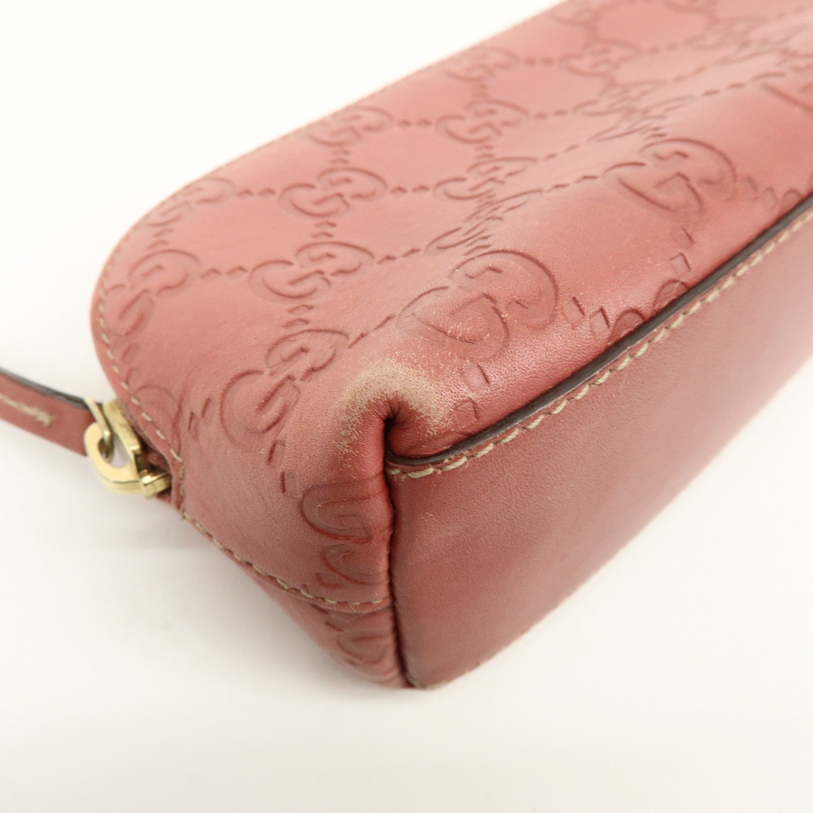 GUCCI Guccissima Leather Cosmetic Pouch Makeup Bag Rose Pink 141811