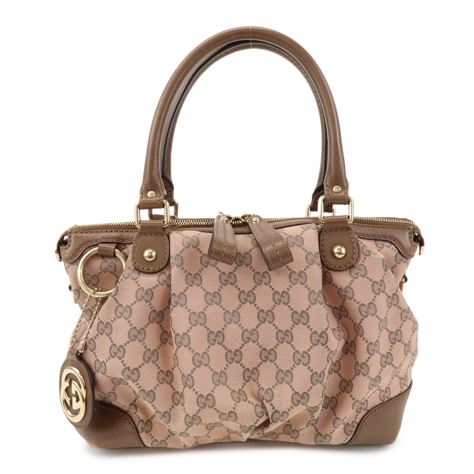 GUCCI Sukey Interlocking G GG Canvas Leather 2Way Bag Pink 247902
