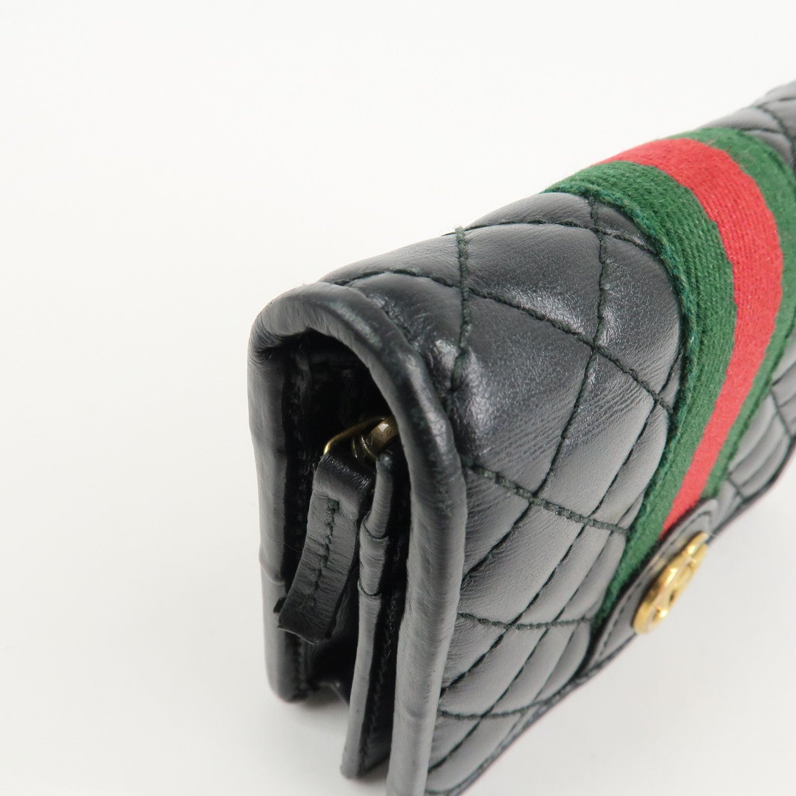 GUCCI Sherry GG Marmont Leather Bi-Fold Wallet Black 536453 Used