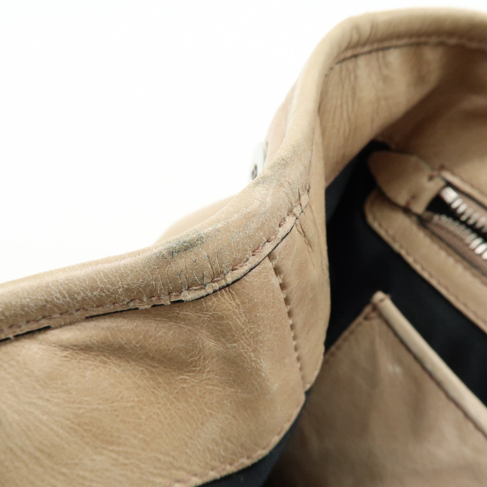 MIU MIU Leather 2Way Bag Hand Bag Shoulder Bag Beige RN0685