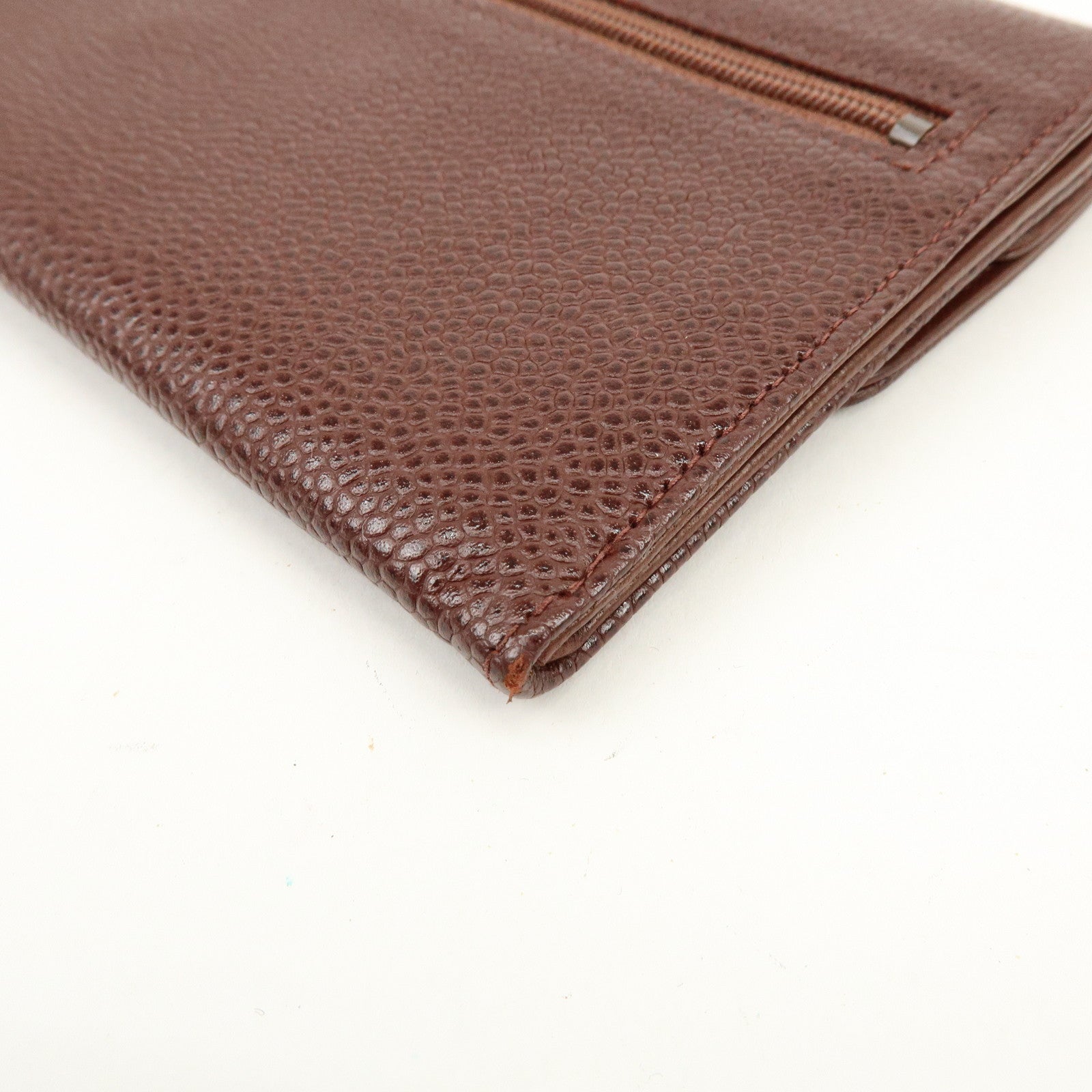 CHANEL COCO Mark Caviarskin Bi-fold Long Wallet Brown