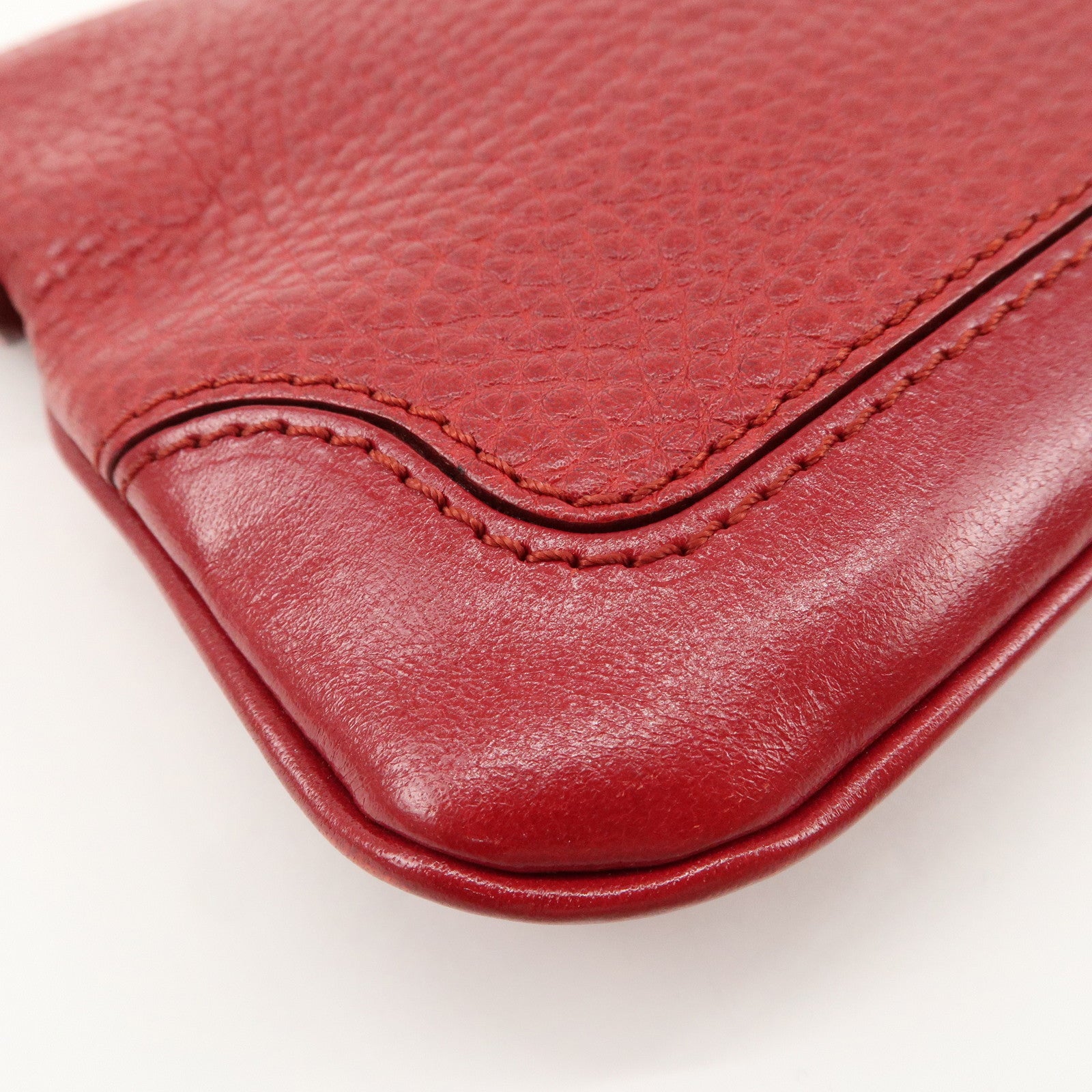 BURBERRY Logo Leather Chain Shoulder Bag Crossbody Bag Red Used