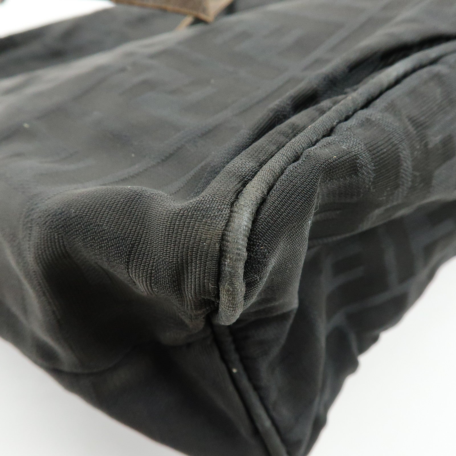 FENDI Zucca Canvas Leather Tote Bag Shoulder Bag Black 15785