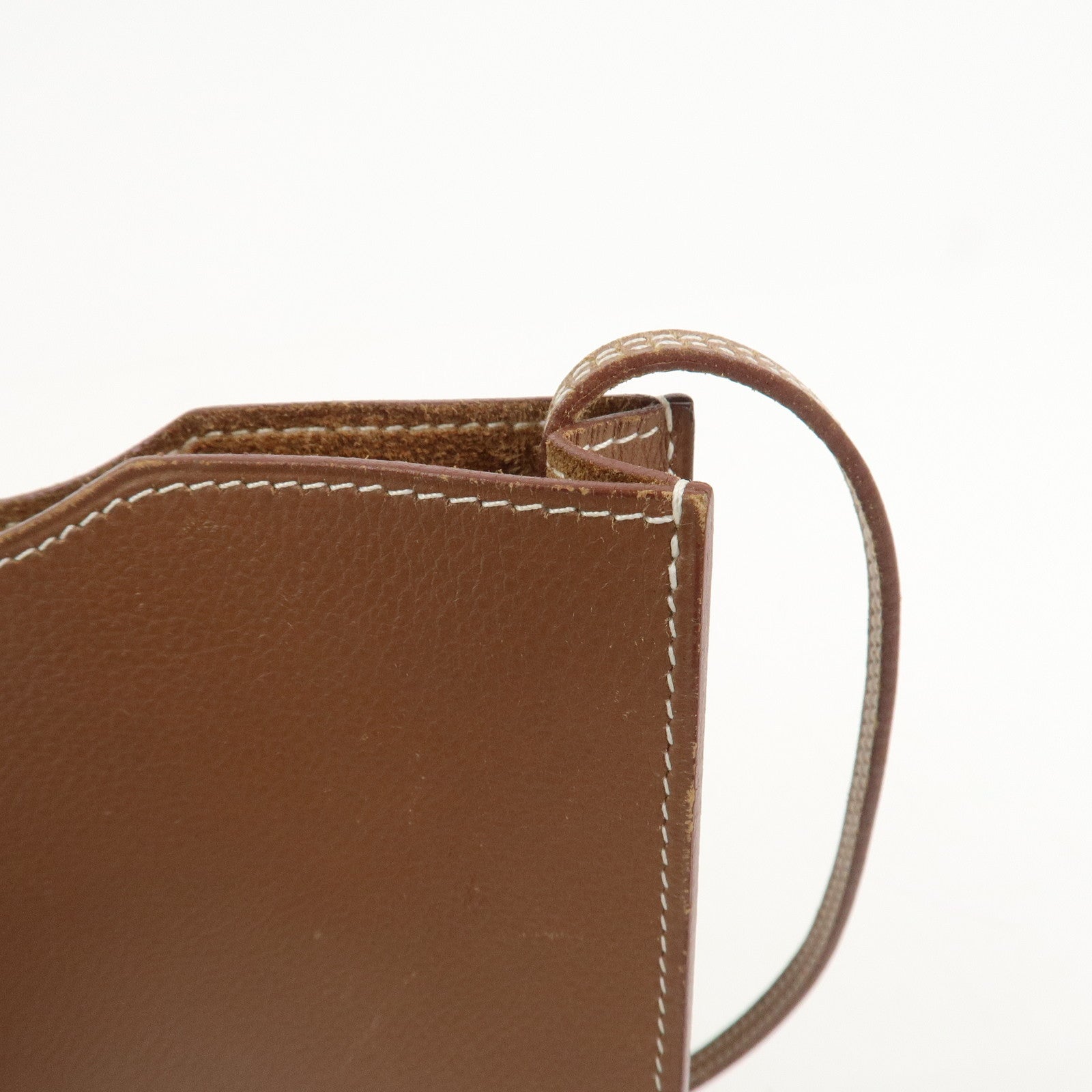 HERMES Air Line Canvas Leather Omenitu Shoulder Bag Brown