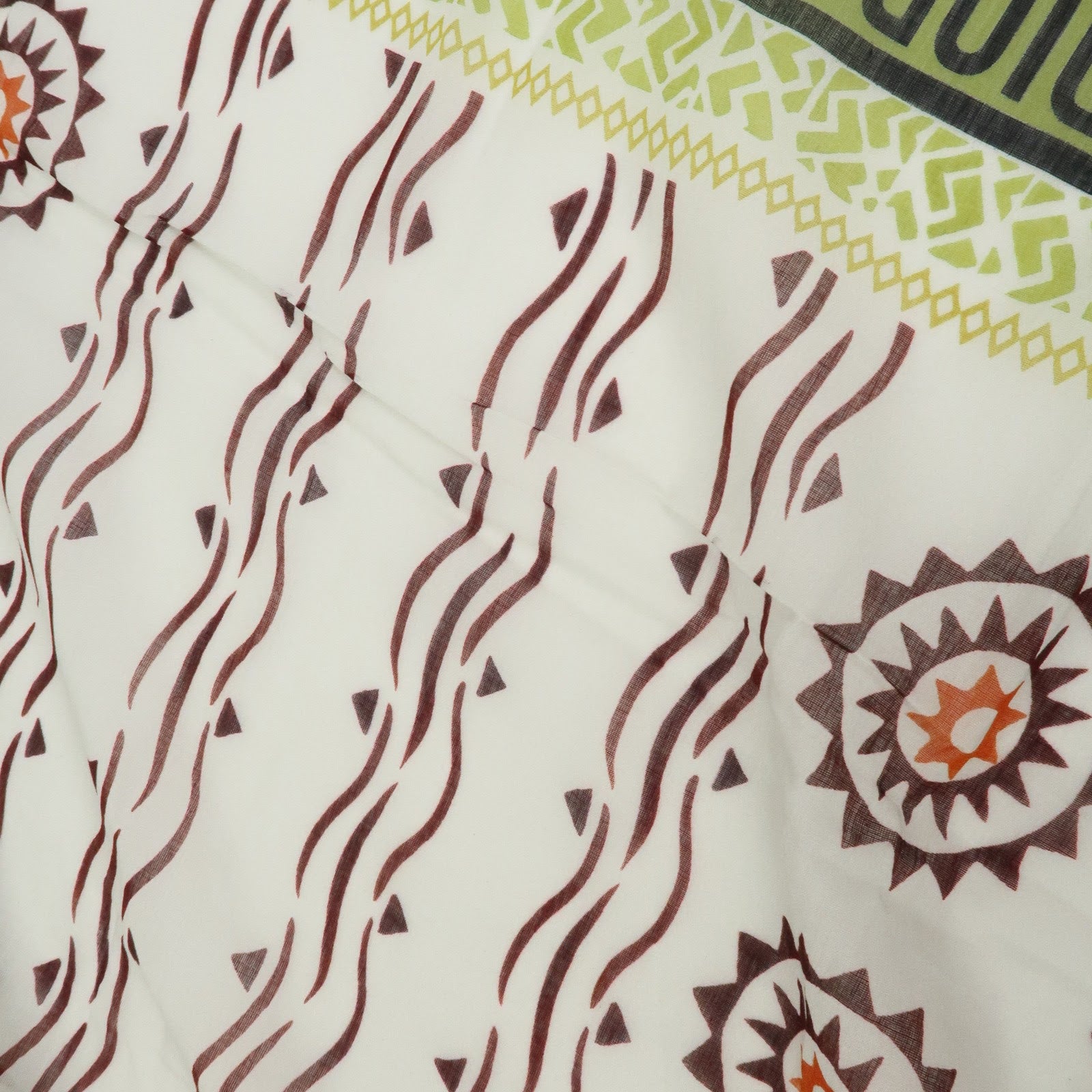 Christian Dior Logo Cotton 100％ Scarf Geometric Motif Ivory Green