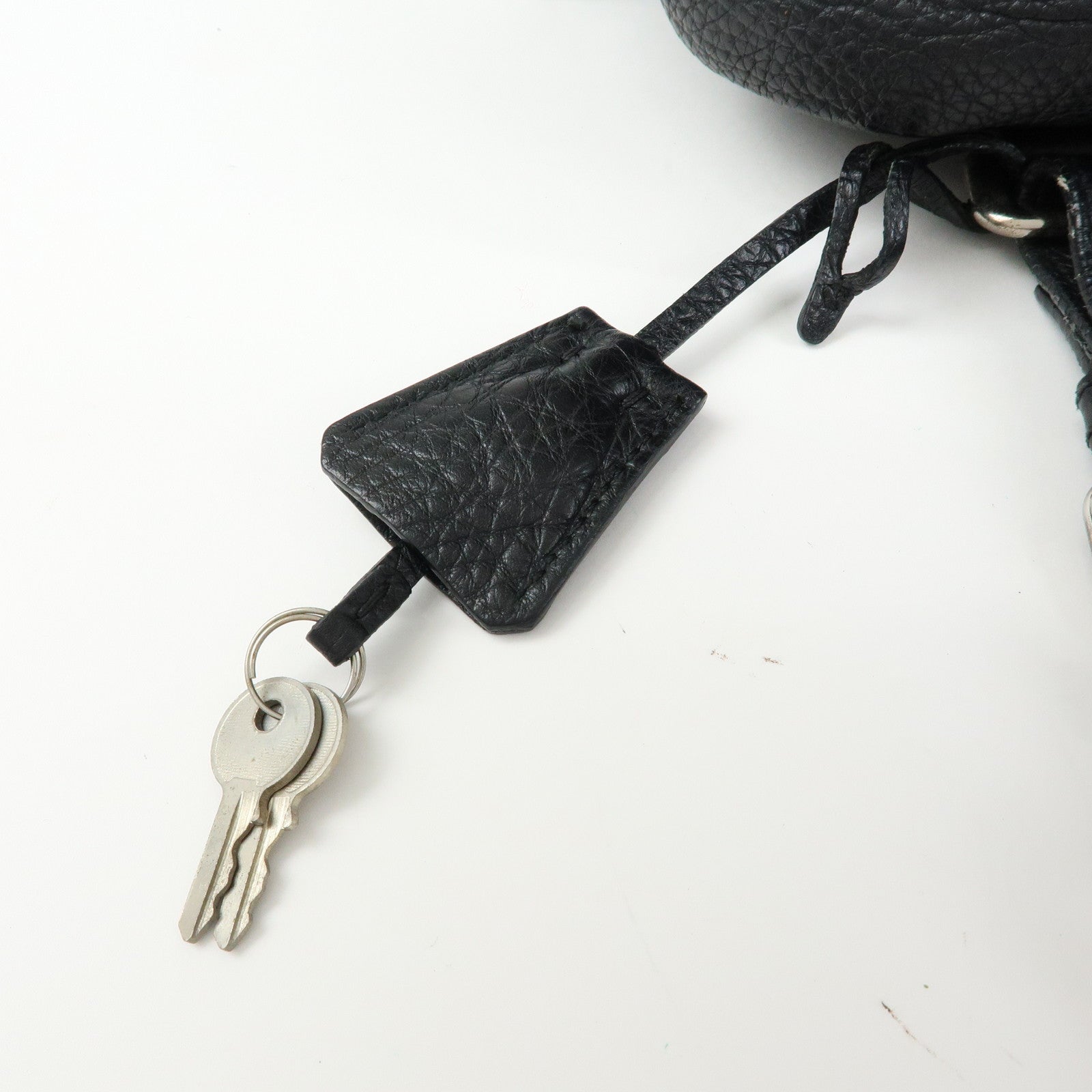 PRADA Logo Leather Shoulder Bag Mini Boston Bag Black