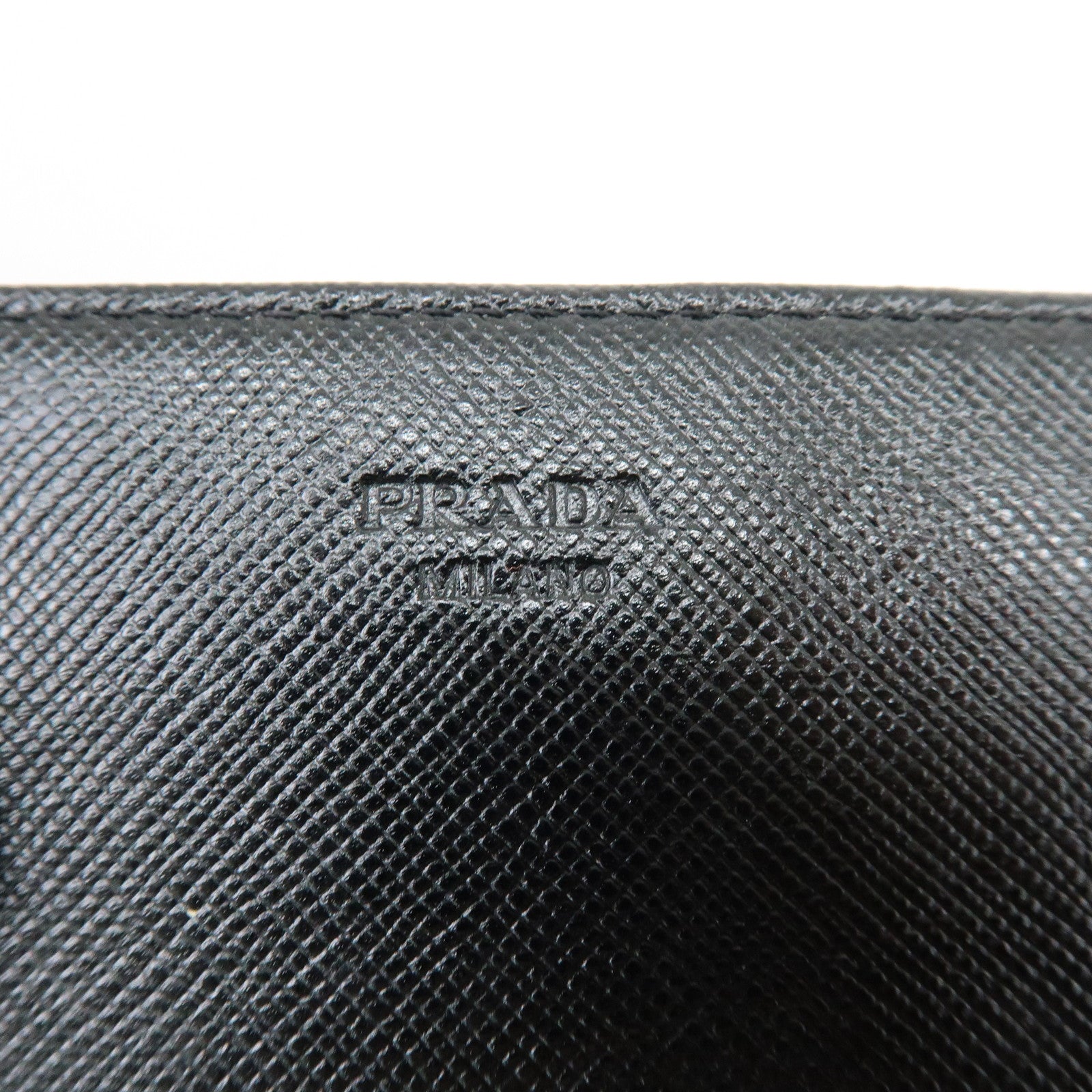 PRADA Triagle Logo Nylon Saffiano Leather Long Wallet Black