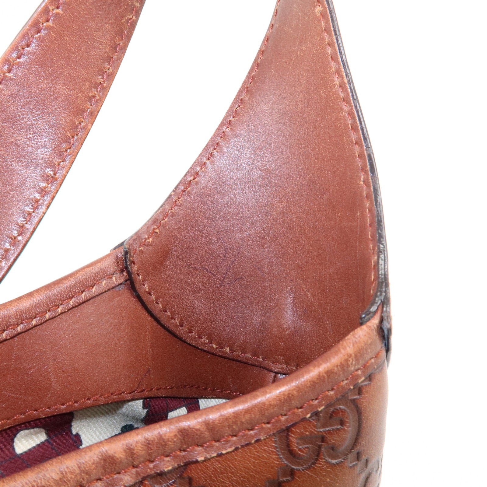 GUCCI Guccissima Leather Shoulder Bag Hand Bag Brown 145778 Used