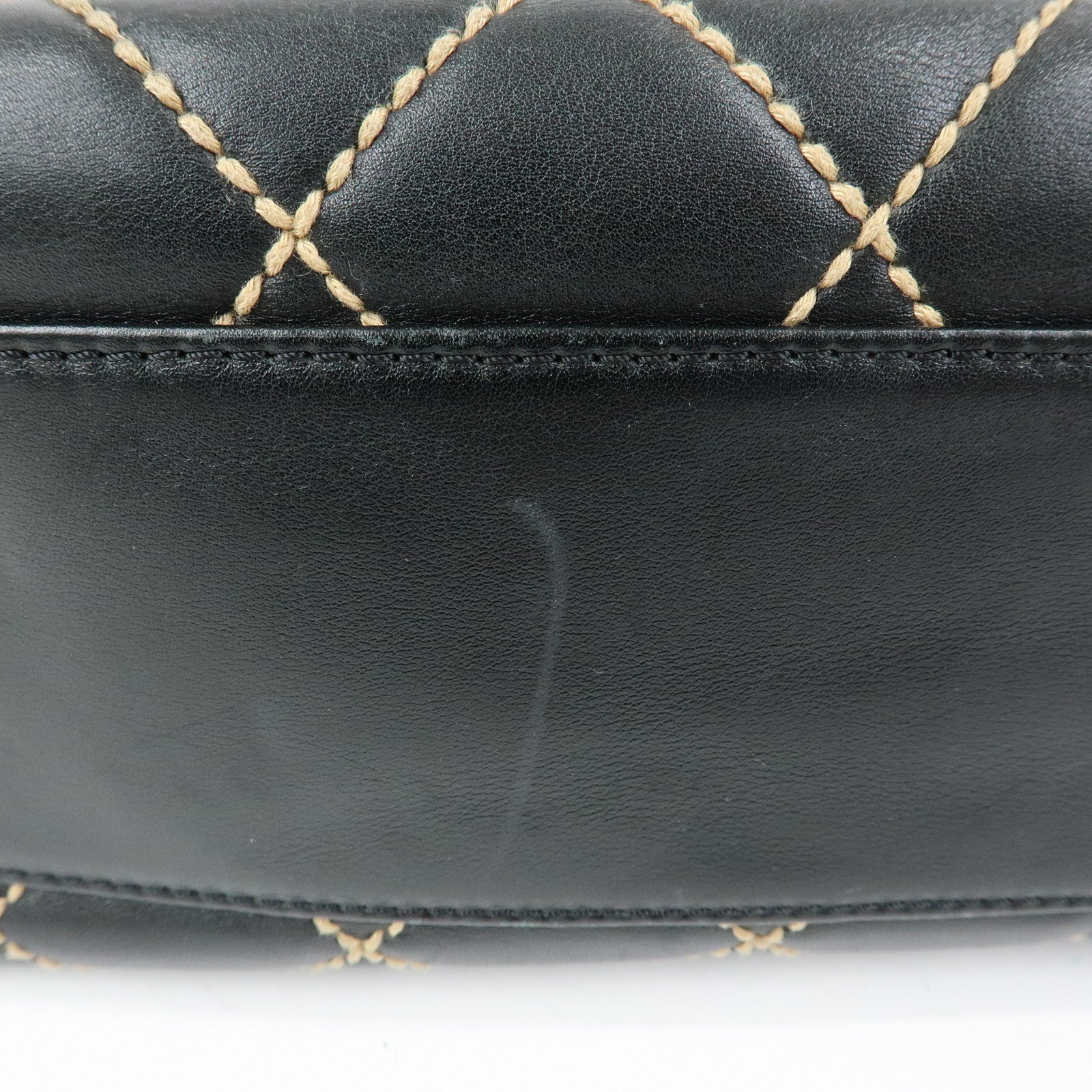 CHANEL Wild Stitch COCO Mark Calf Leather Boston Bag Black A18121