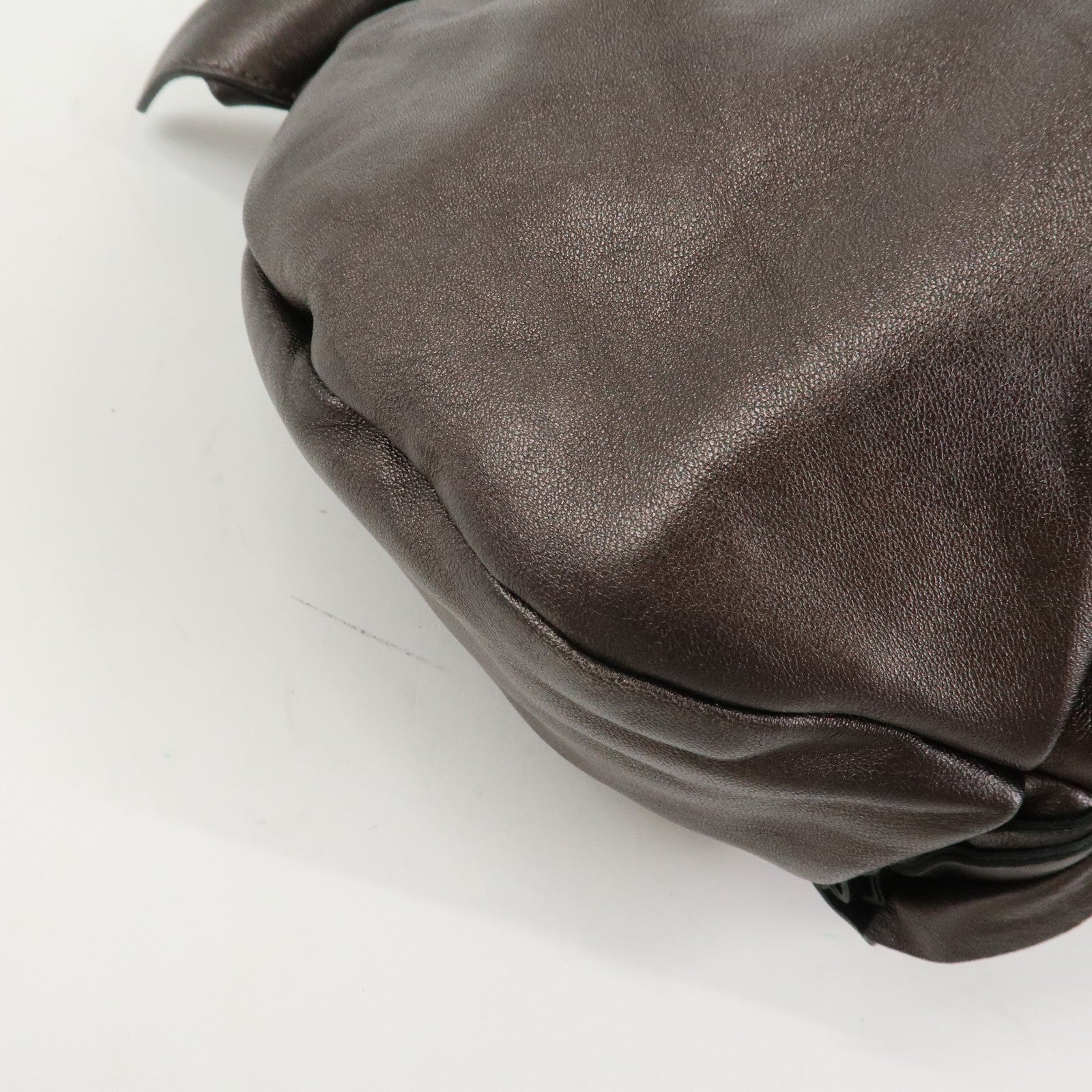 PRADA Logo Nappa Leather Shoulder Bag Hand Bag Bronze BR3993