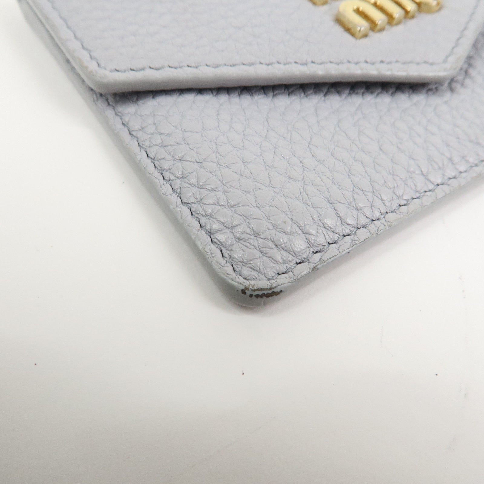 MIU MIU Vitello Daino Leather Card Case Light Blue 5MF031
