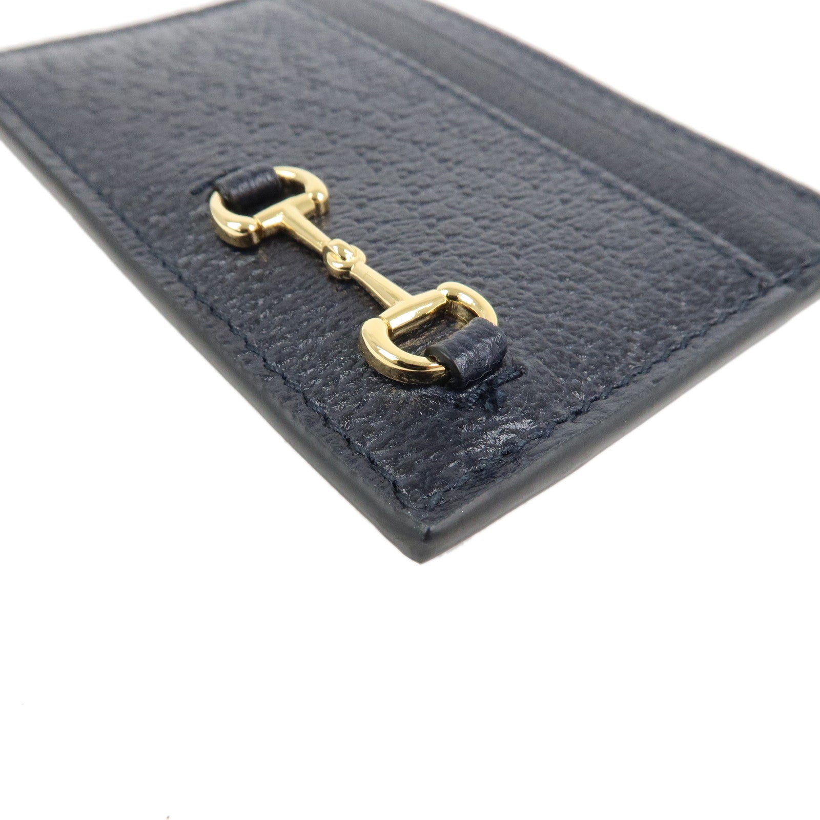 GUCCI Horsebit Leather Card Case Card Holder Cards Navy 700469