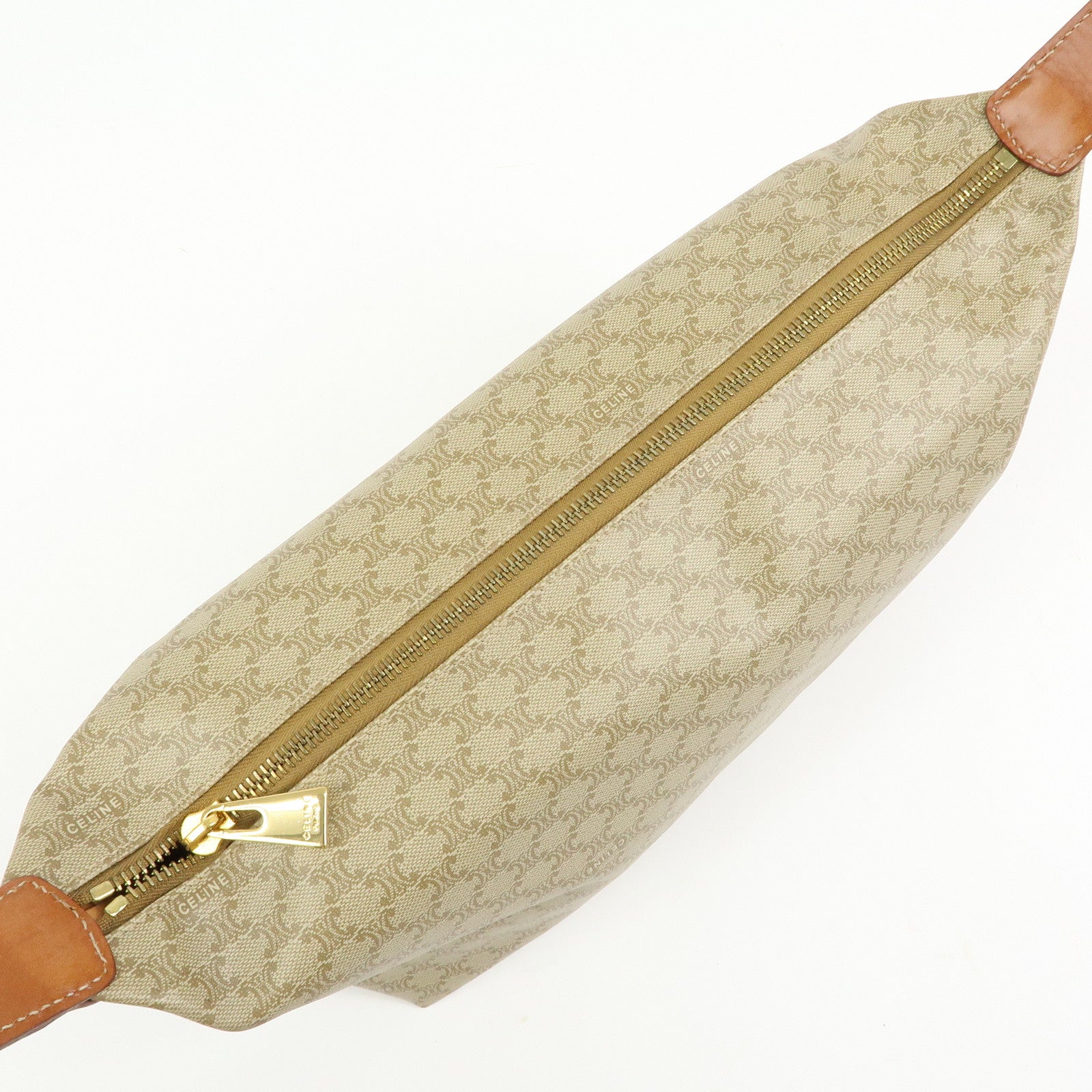 CELINE Macadam PVC Leather Hand Bag Cosmetic Pouch Beige