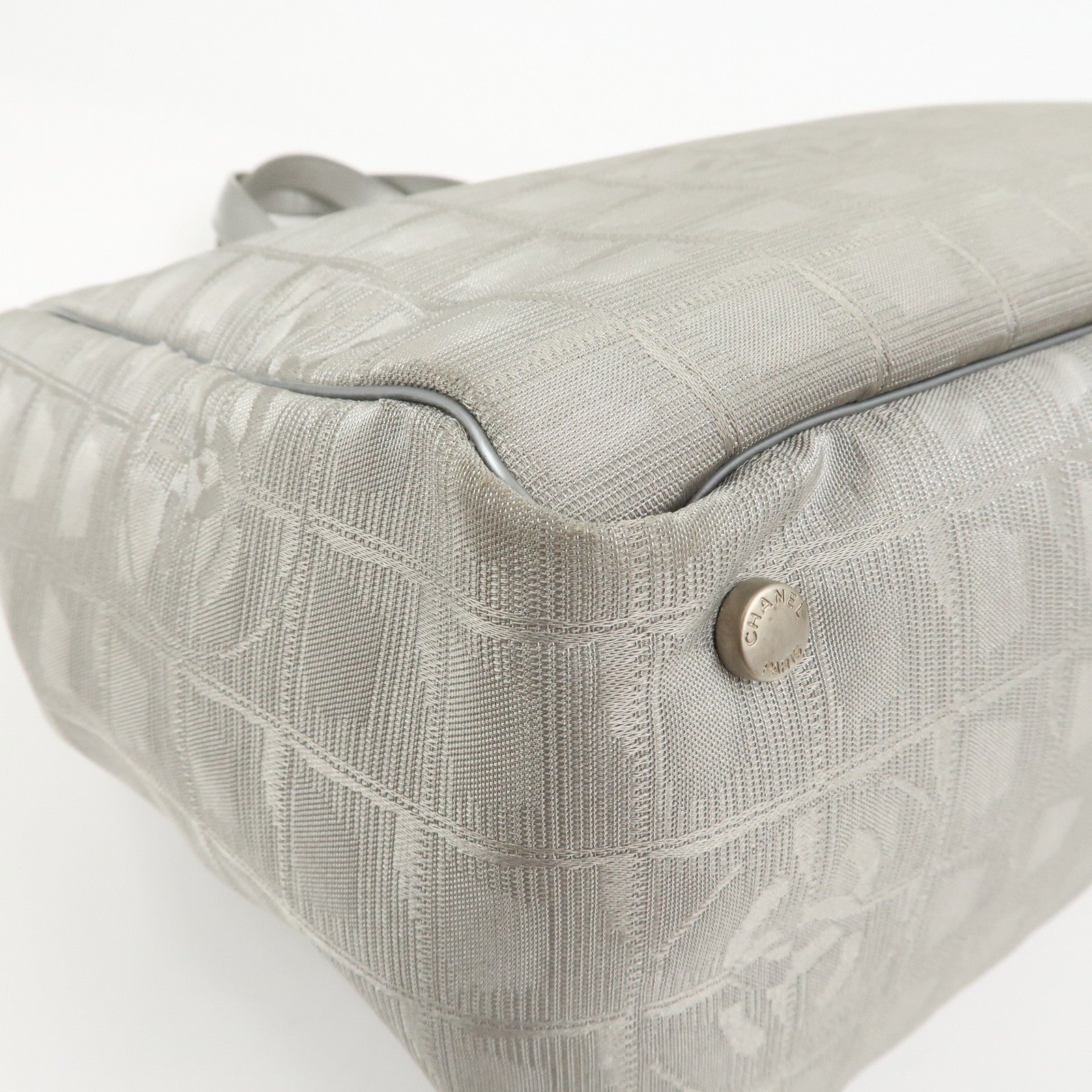 CHANEL New Travel Line Nylon Jacquard Leather Tote Bag MM A15991