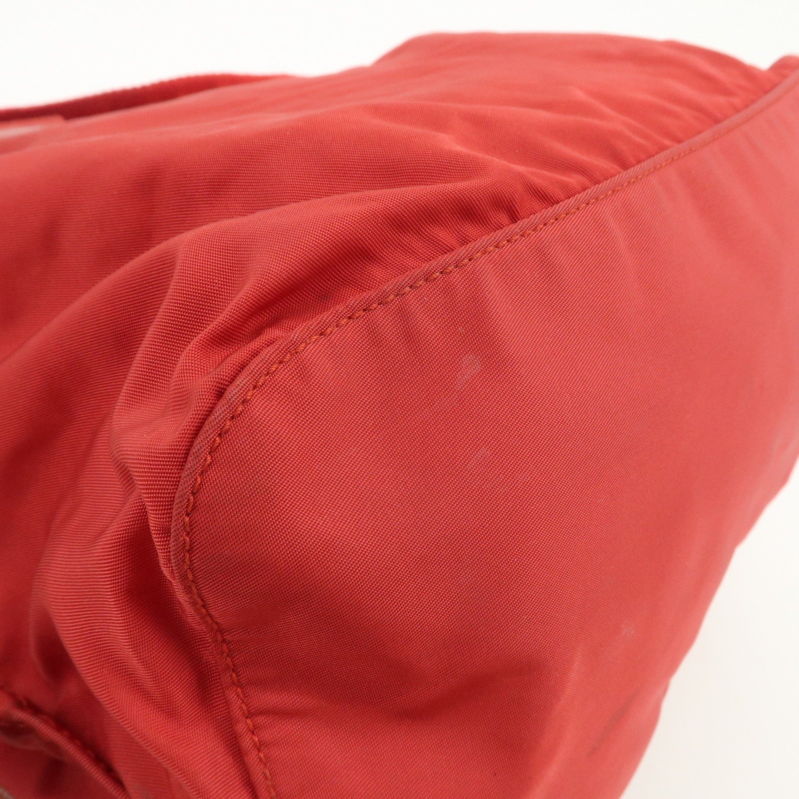 PRADA Triangle Logo Nylon Leather Backpack Rucksack Red