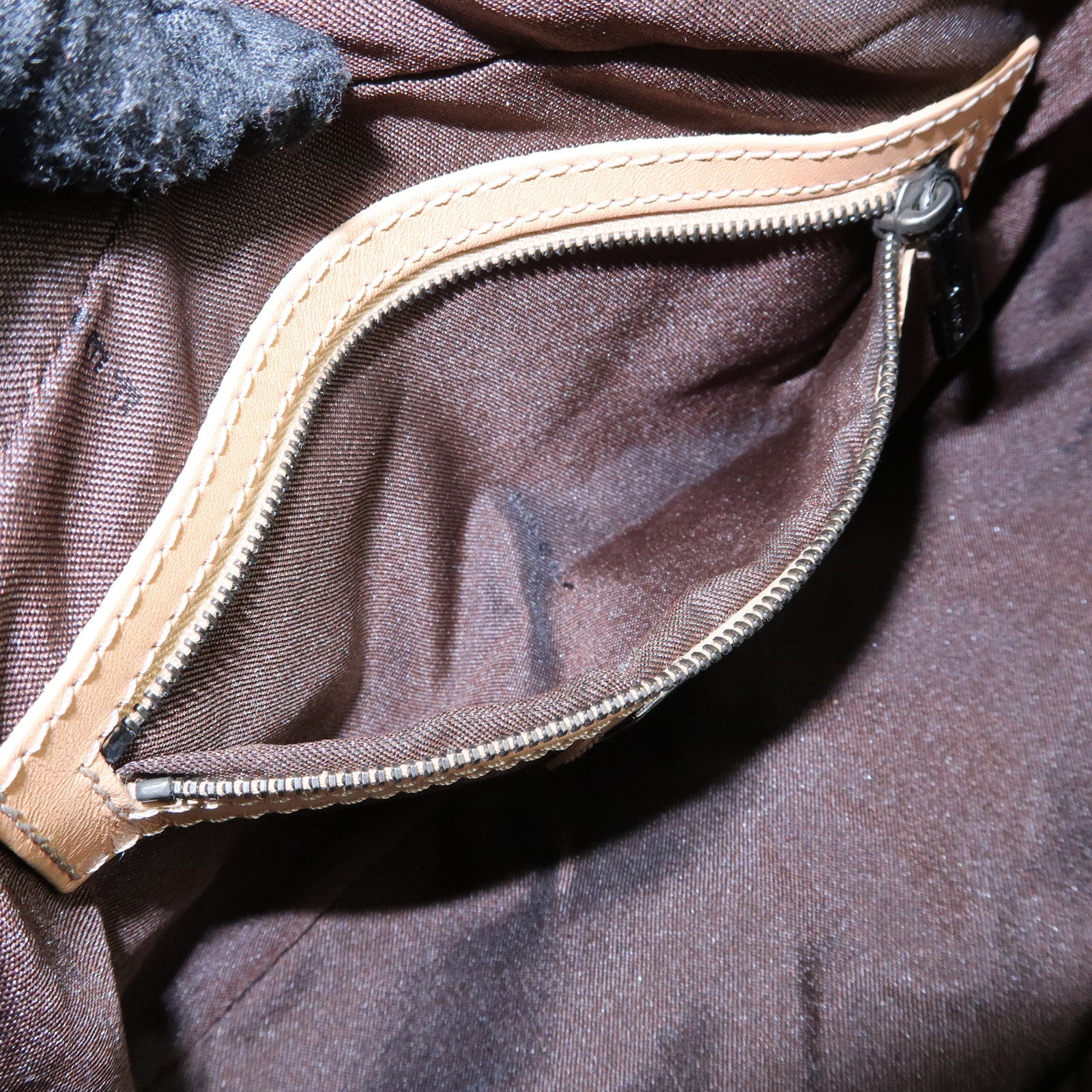 FENDI Zucchino Canvas Leather Small Boston Hand Bag Brown 8BN004