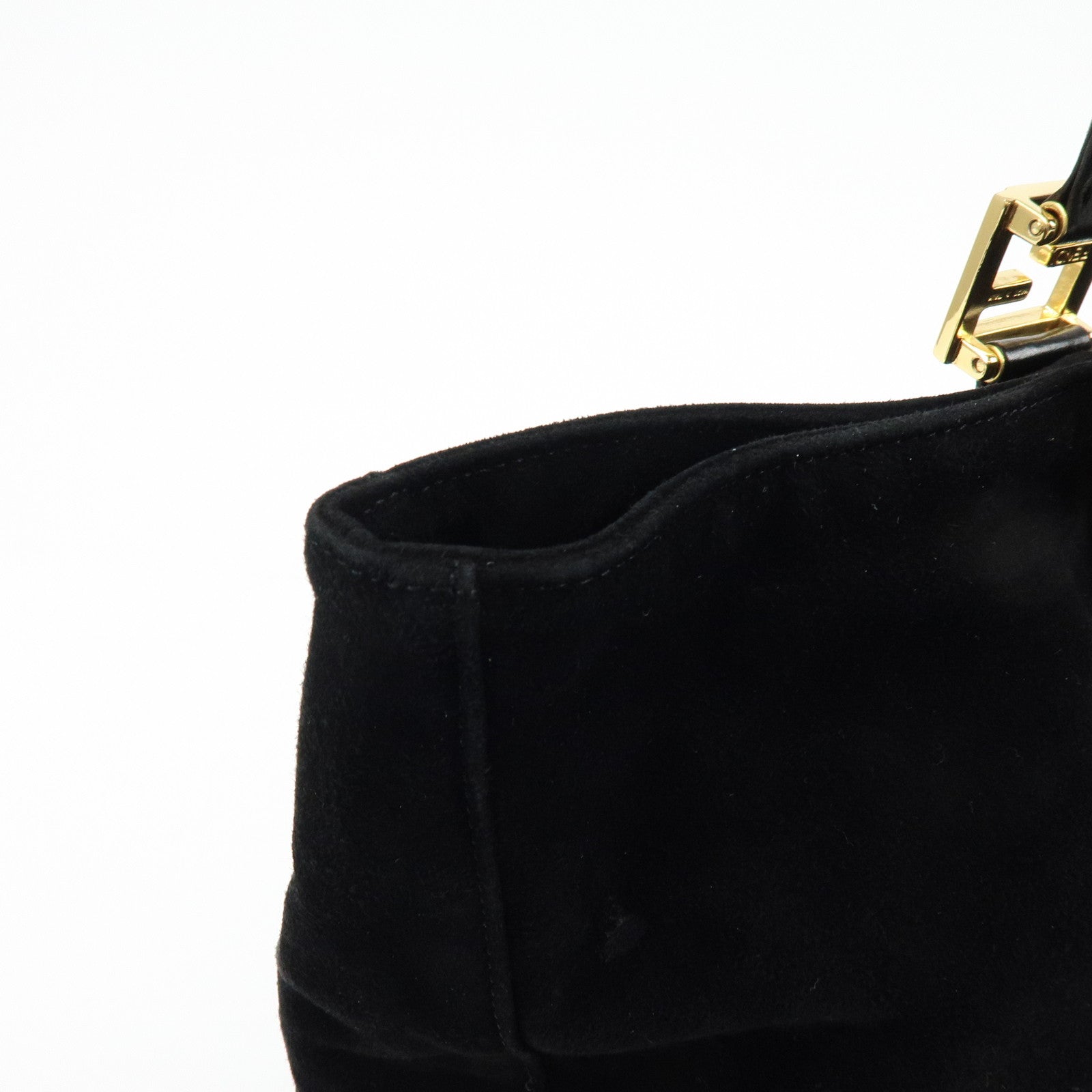FENDI Suede Leather Tote Bag Hand Bag Black 230826693009