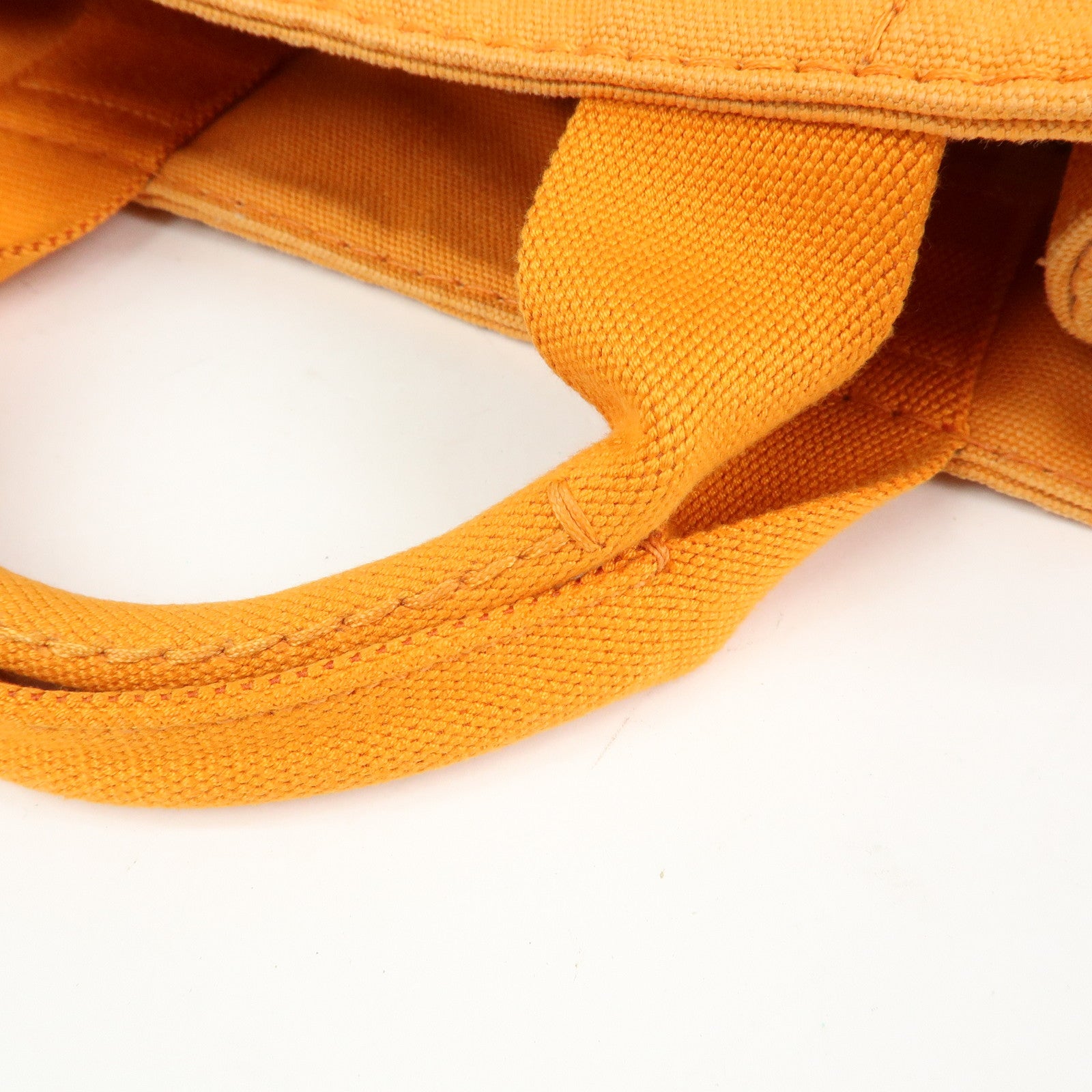 PRADA Triangle Logo Canapa Mini Canvas Tote Hand Bag Orange BN2439