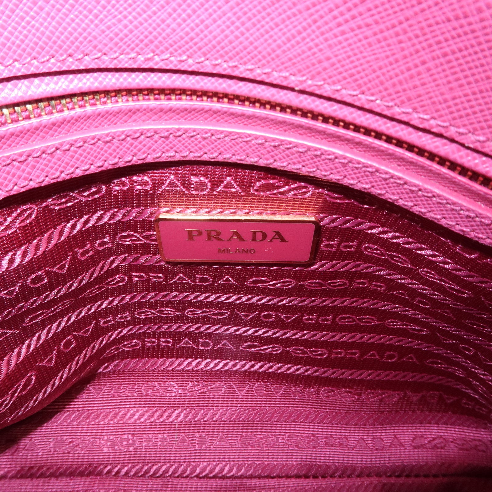 PRADA Saffiano Leather 2Way Hand Bag Shoulder Bag Pink 1BA838