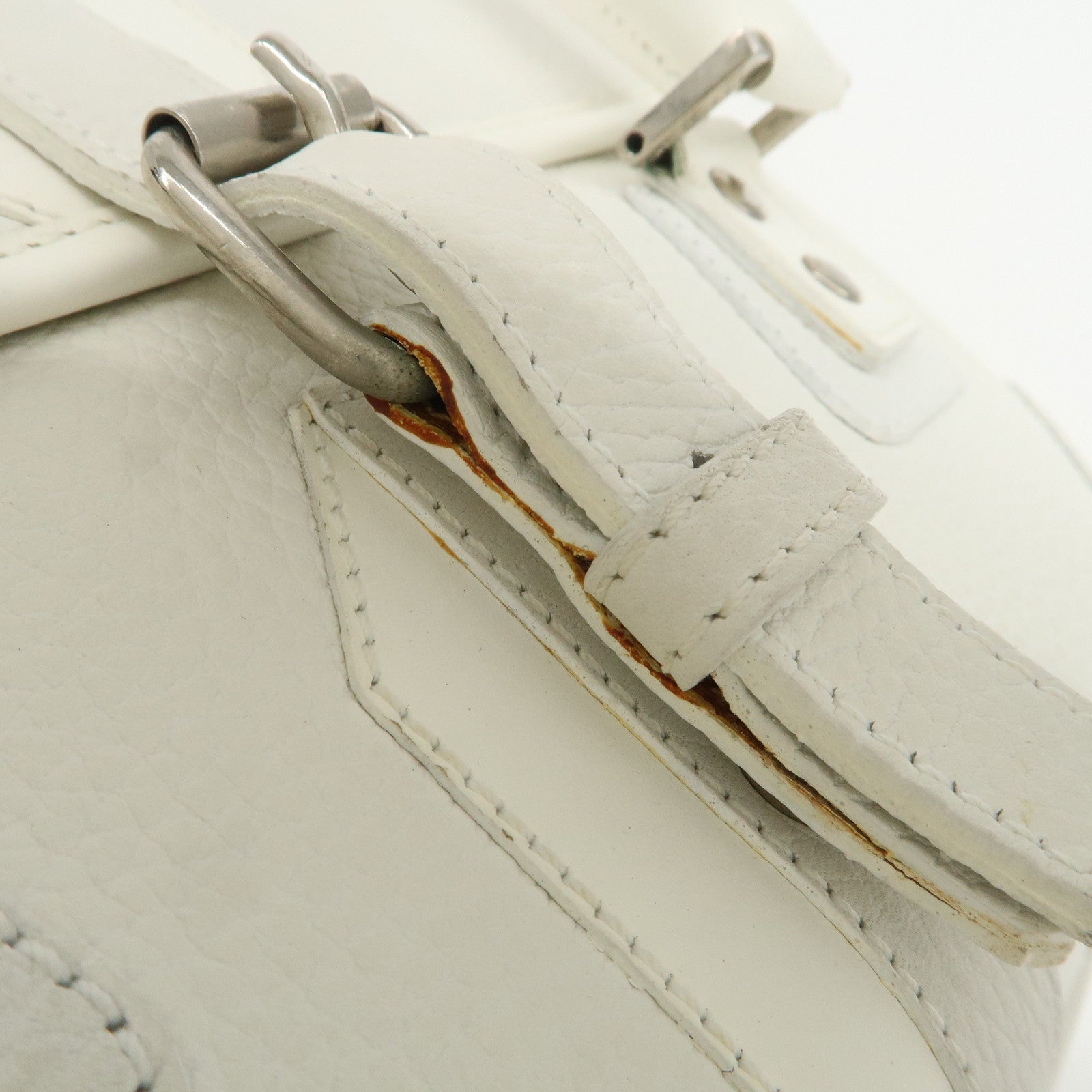 BURBERRY Leather Shoulder Bag Hand Bag White