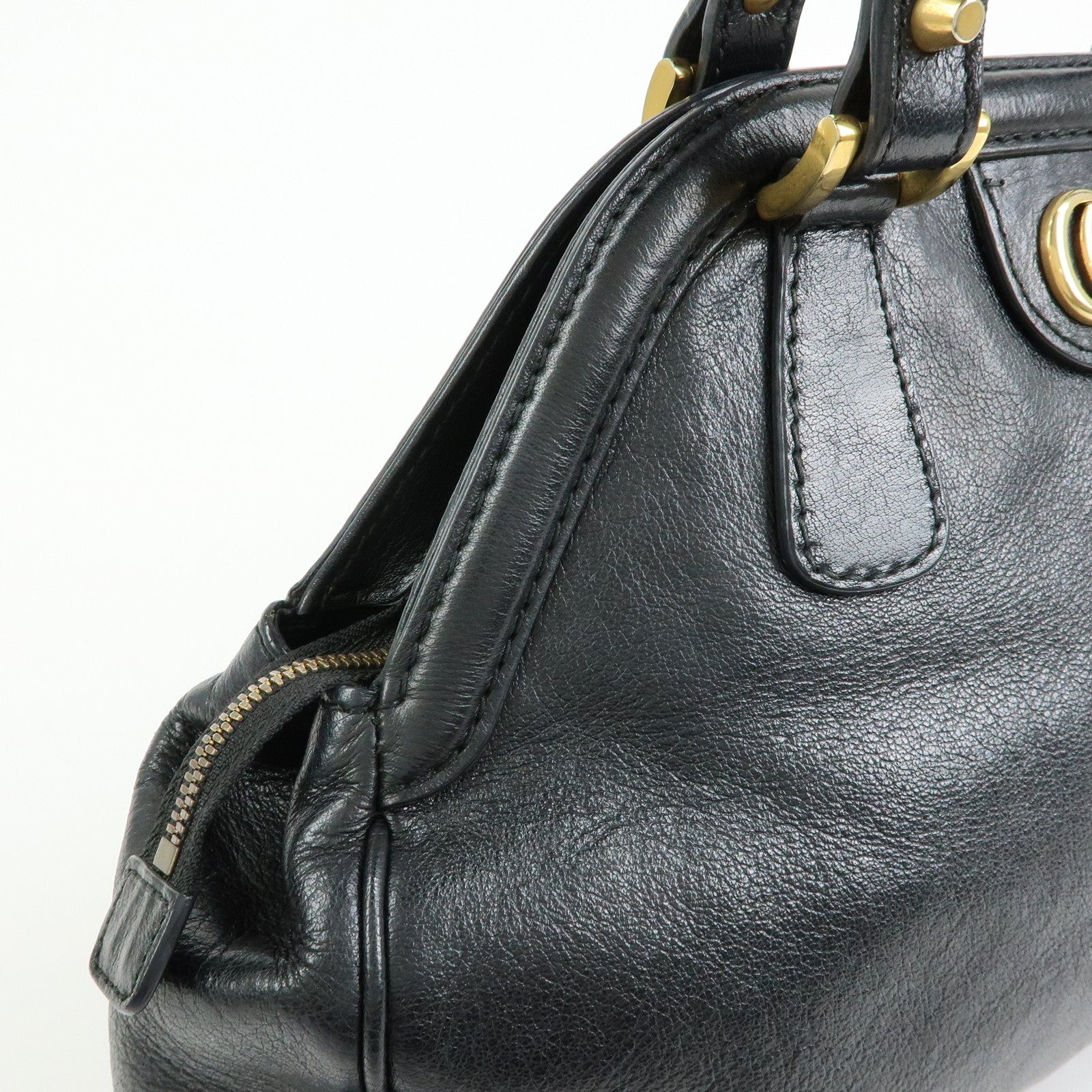 GUCCI GG Marmont Tiger Head Leather 2Way Bag Hand Bag Black 516459